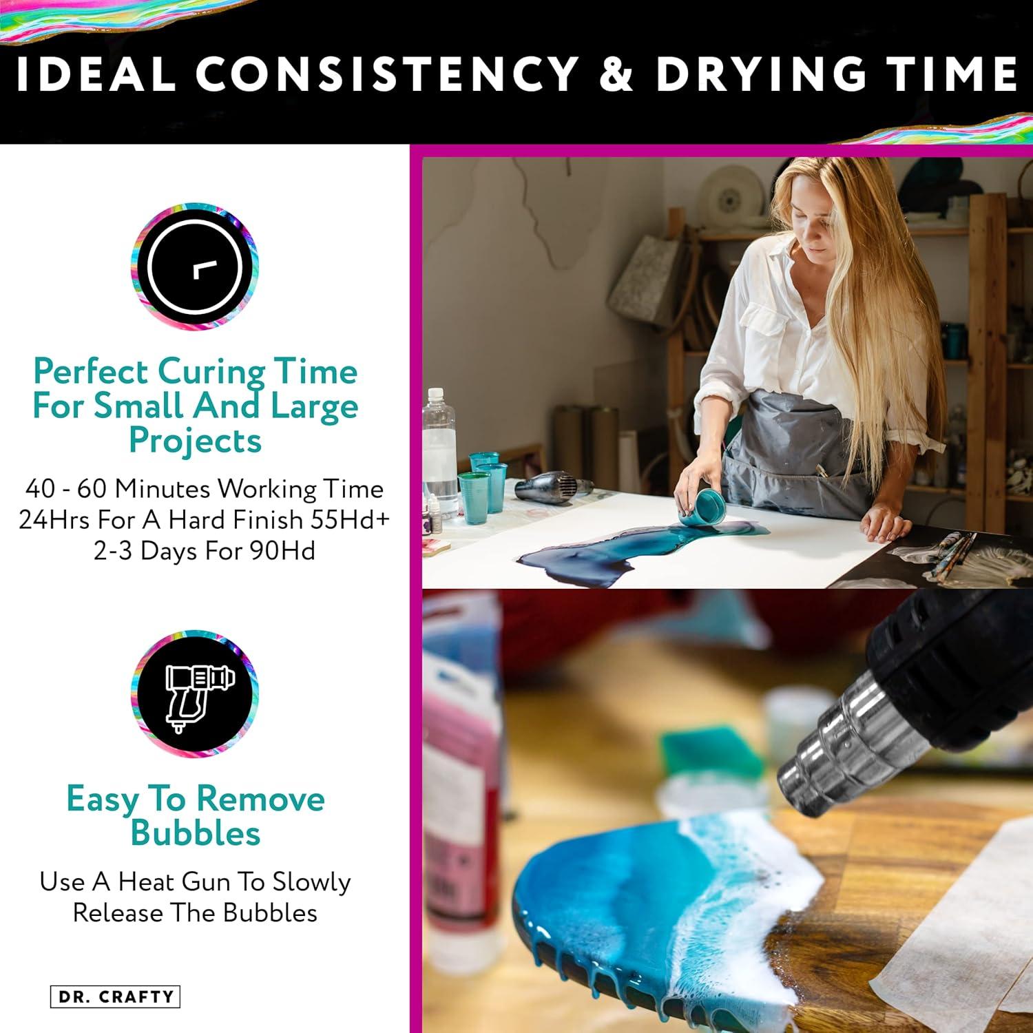 Dr Crafty - Resina Epoxi - Kit de Resina Epoxi - Resina Epoxi de Arte Transparente - Kit de Resina de Fundición para Encimera de Madera Epoxi - 2 Galones
