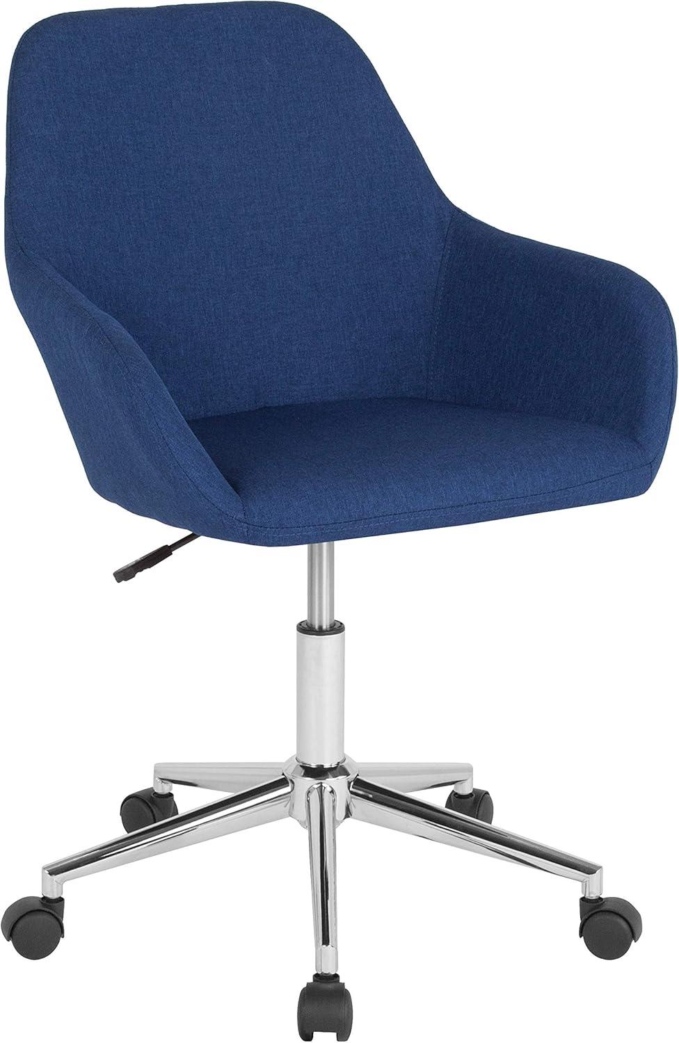 Blue Fabric Mid-Back Ergonomic Swivel Office Chair