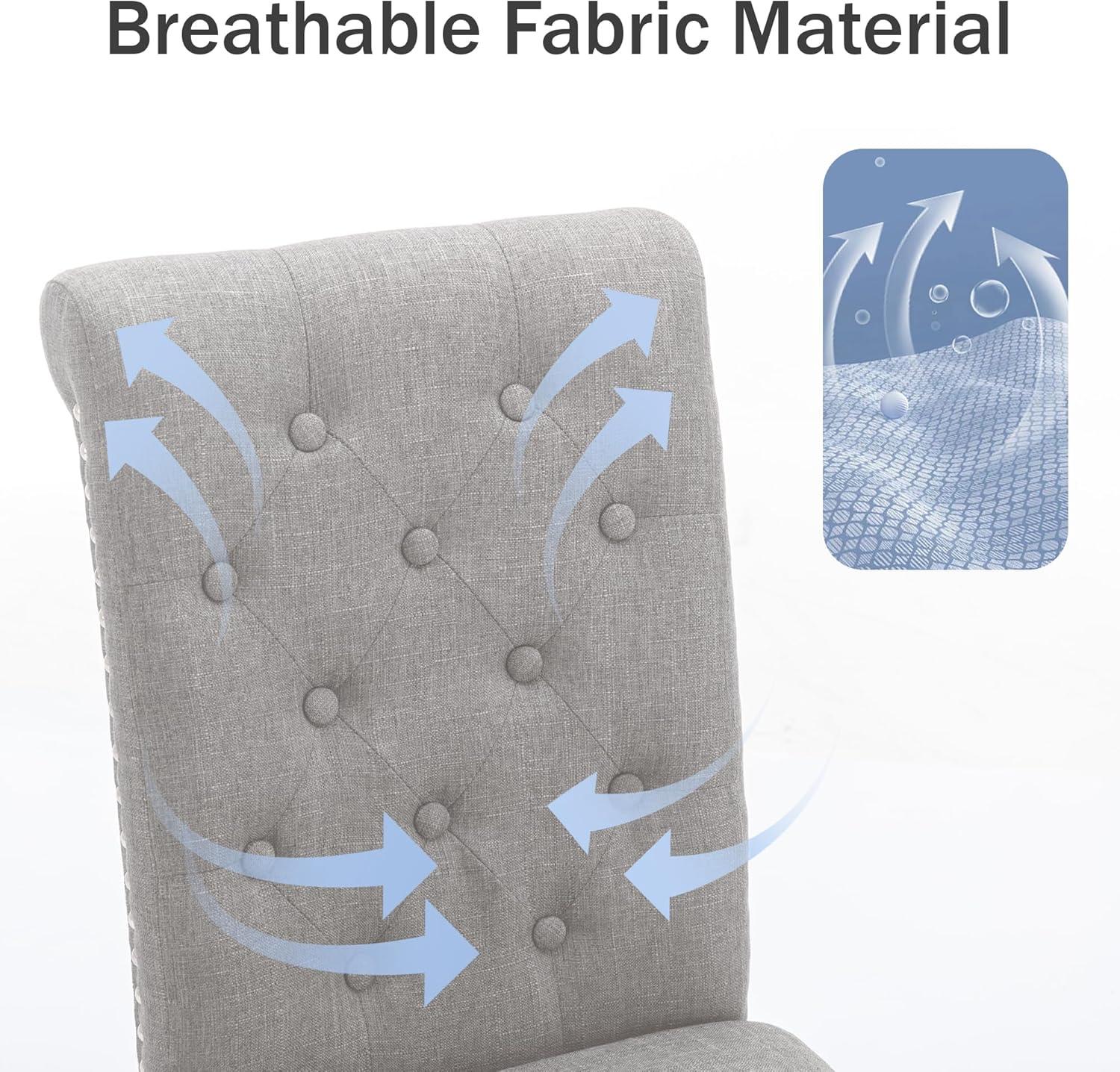 Westice Dining Room Chairs Set of 4 Upholstered Fabric Kitchen Chairs Dining Room Side Chair with Nailhead Trim and Rubber Wood Legs for Small Space Apartment, Light Gray