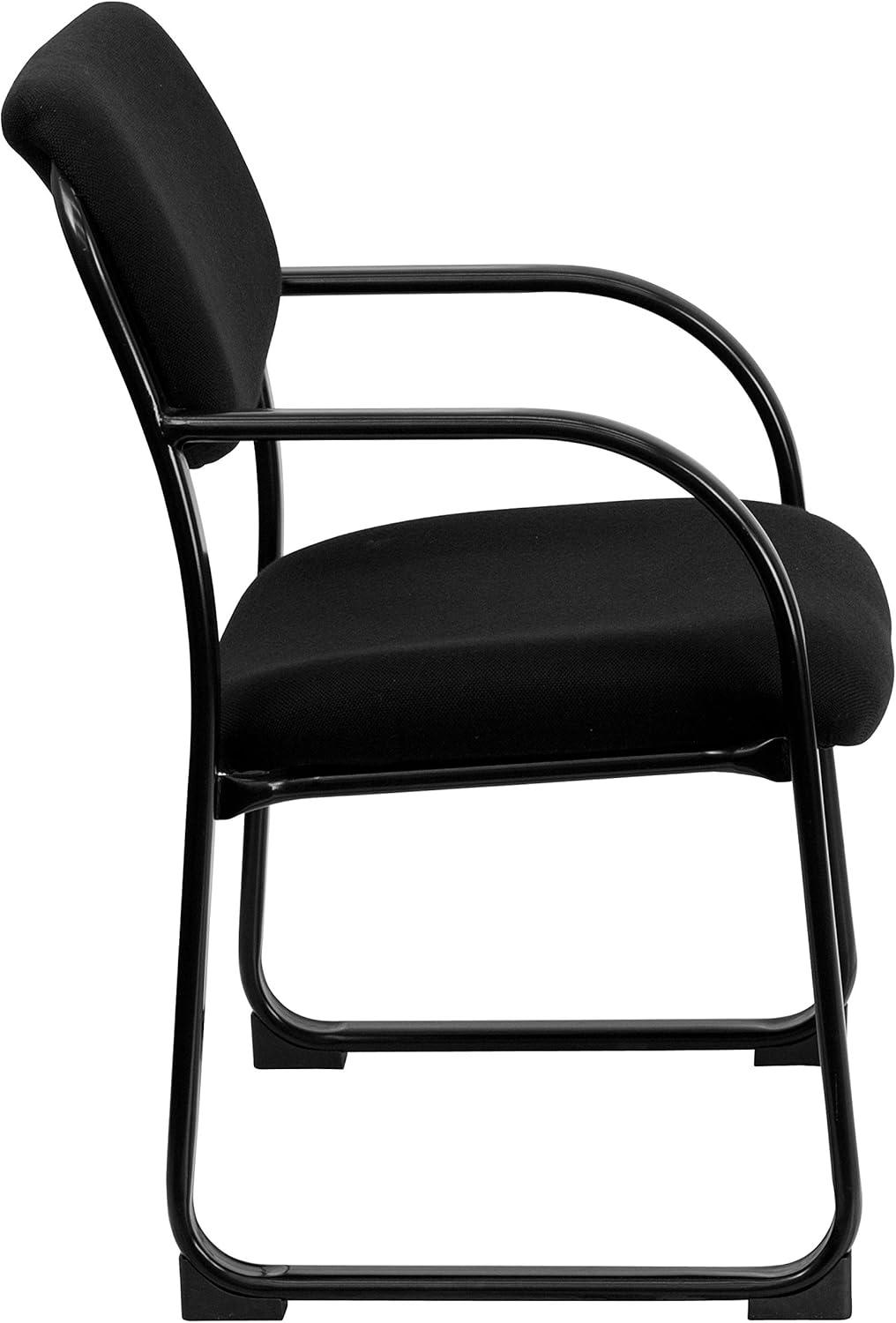 Elegant Black Fabric Executive Reception Chair with Sled Base