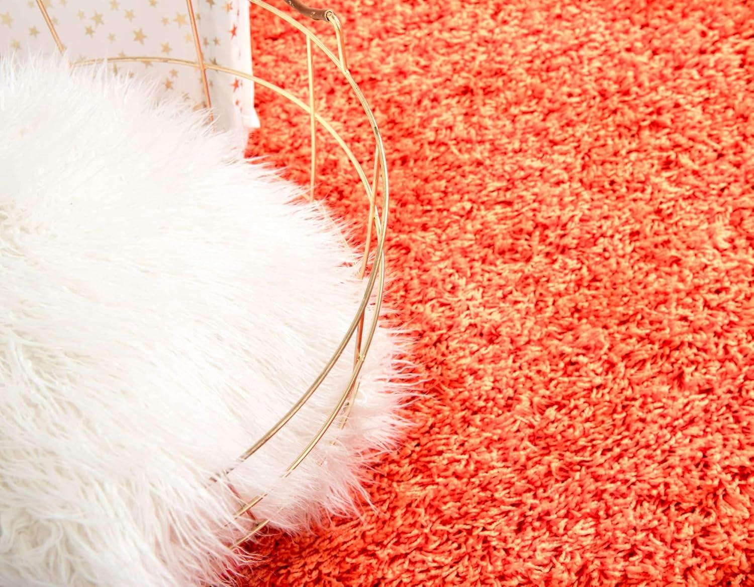 Unique Loom 2' 2 x 3' 1 Solid Shag Tiger Orange Area Rug