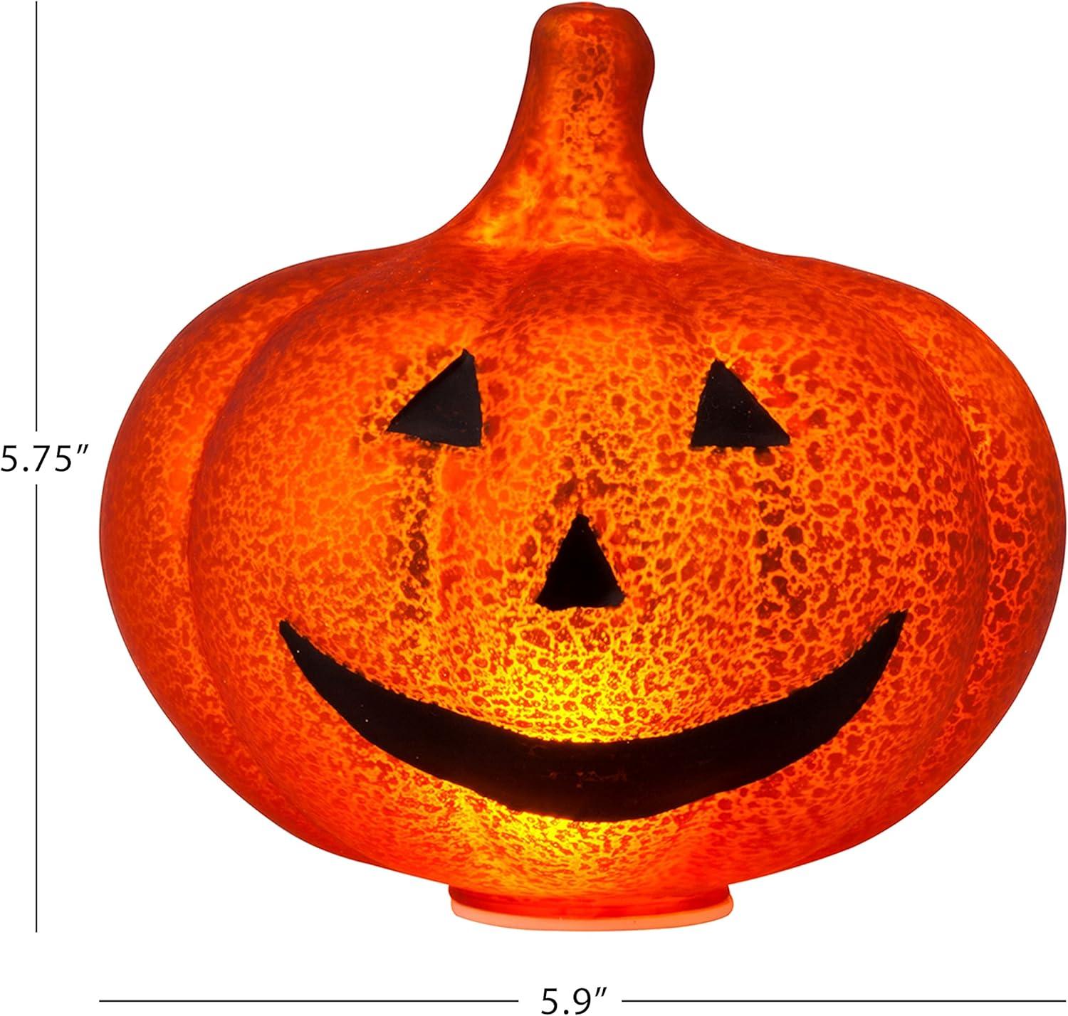 Mr. Halloween 6" Orange Mercury Glass Jack-O-Lantern Lights Set