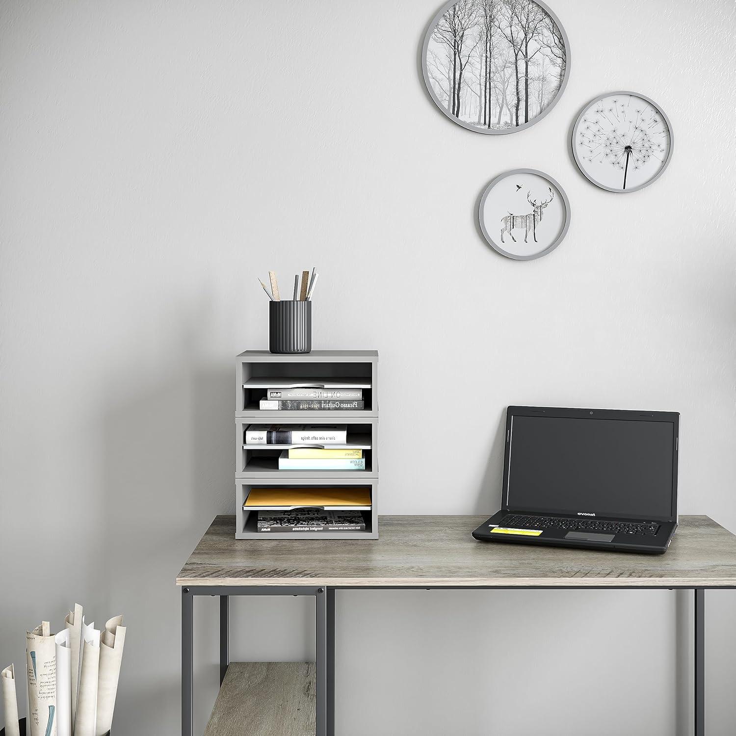 Ballucci Logan Stackable 2-Tier Paper Organizer and Monitor Stand