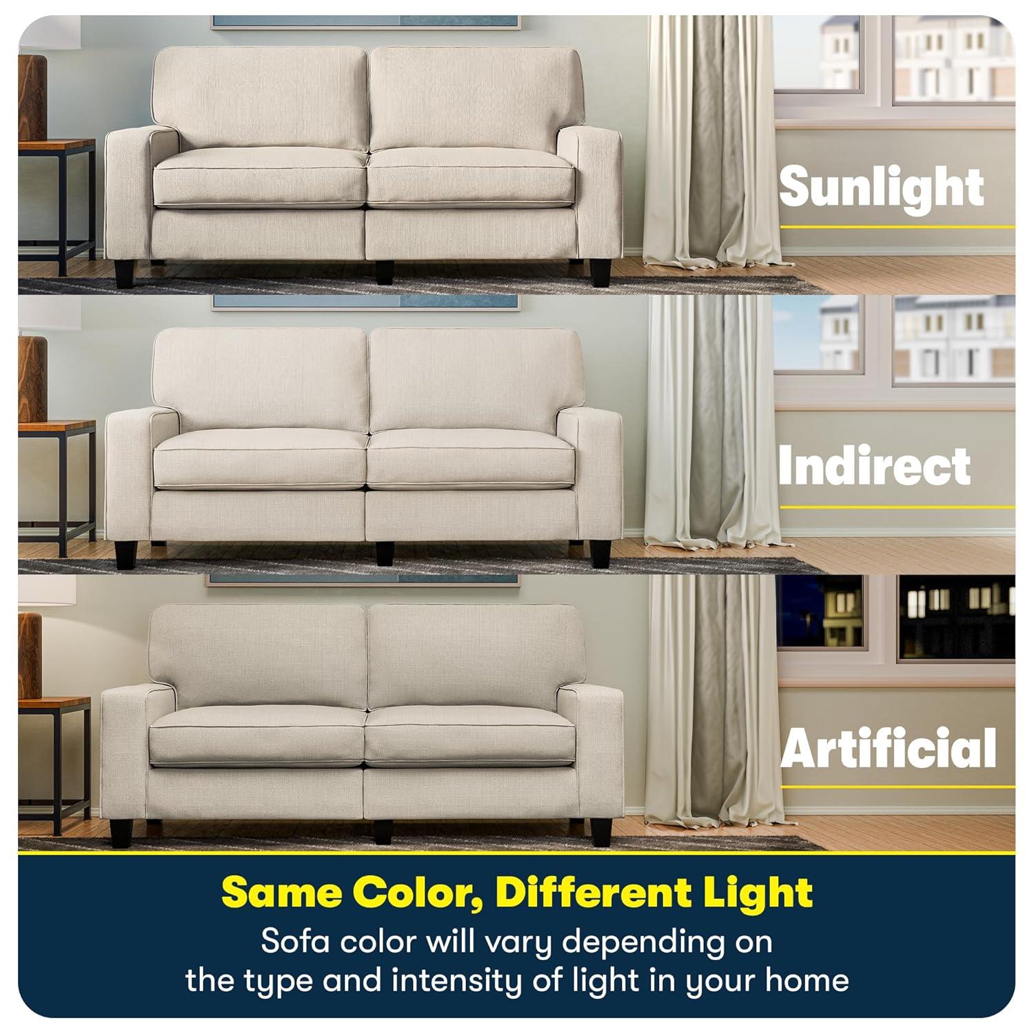 Serta Palisades 61" Track Arm Sofa, Easy Care Fabric, Soft Pillow Back, Pocket Coil Seat Cushions