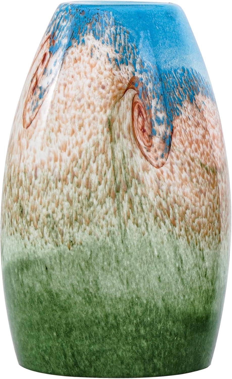 Oval Glass Lamp Shade Only Art Glass Lamp Covers Light Fixture Replacement for Kitchen Island Mini pendant Ceiling Lights Chandelier Hand Blown Glass Shade Replacement (Brown and Blue）