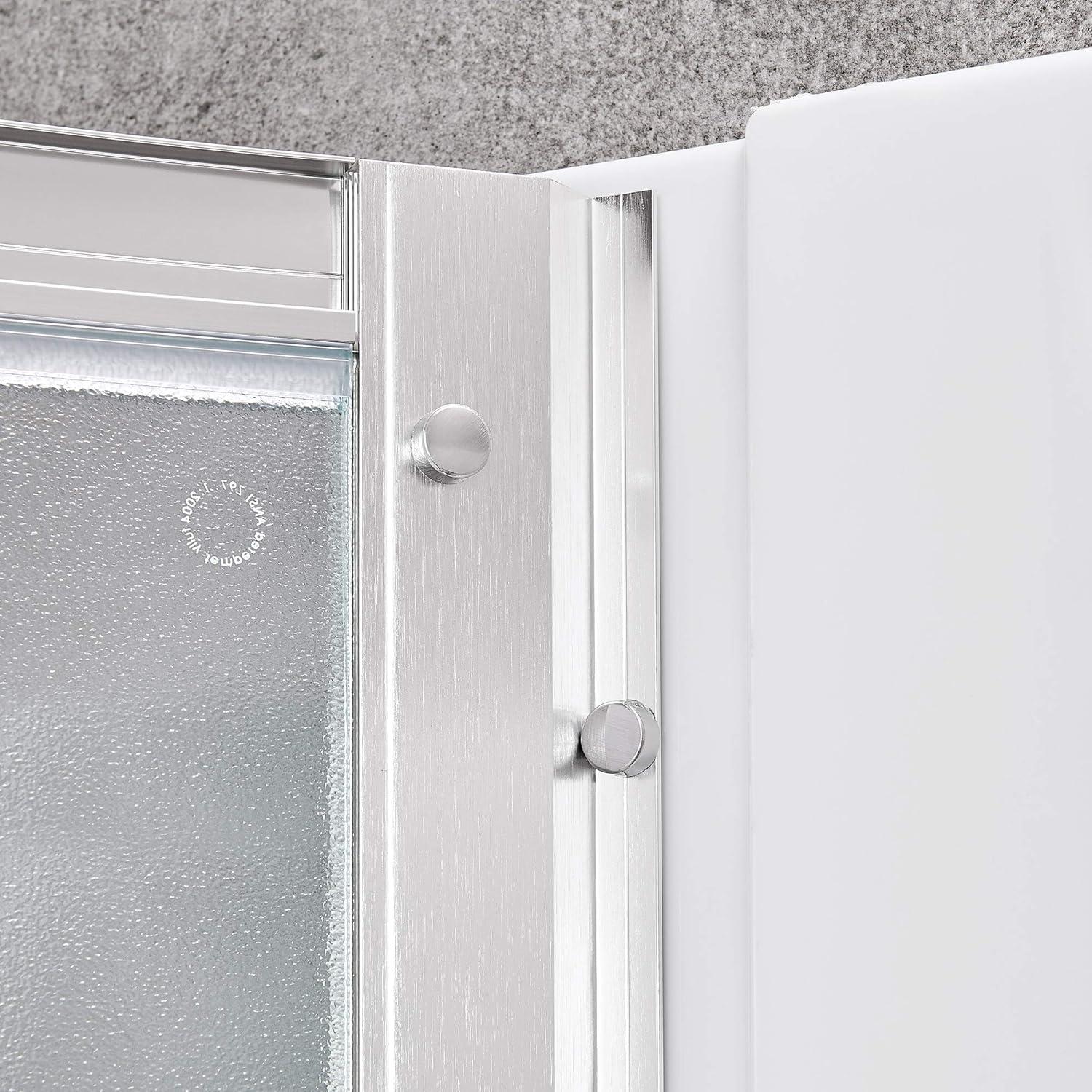 OVE Decors Breeze 40 in. Framed Round Shower Kit w/ Frosted Glass, Base, Wall in Chrome Finish