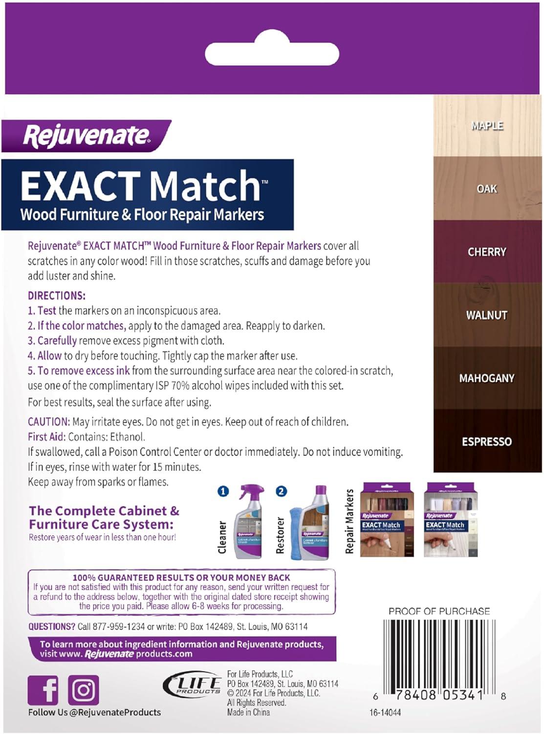 Rejuvenate RJ6WM Wood Furniture & Floor Repair Markers, 6 Assorted Tones - Quantity 1
