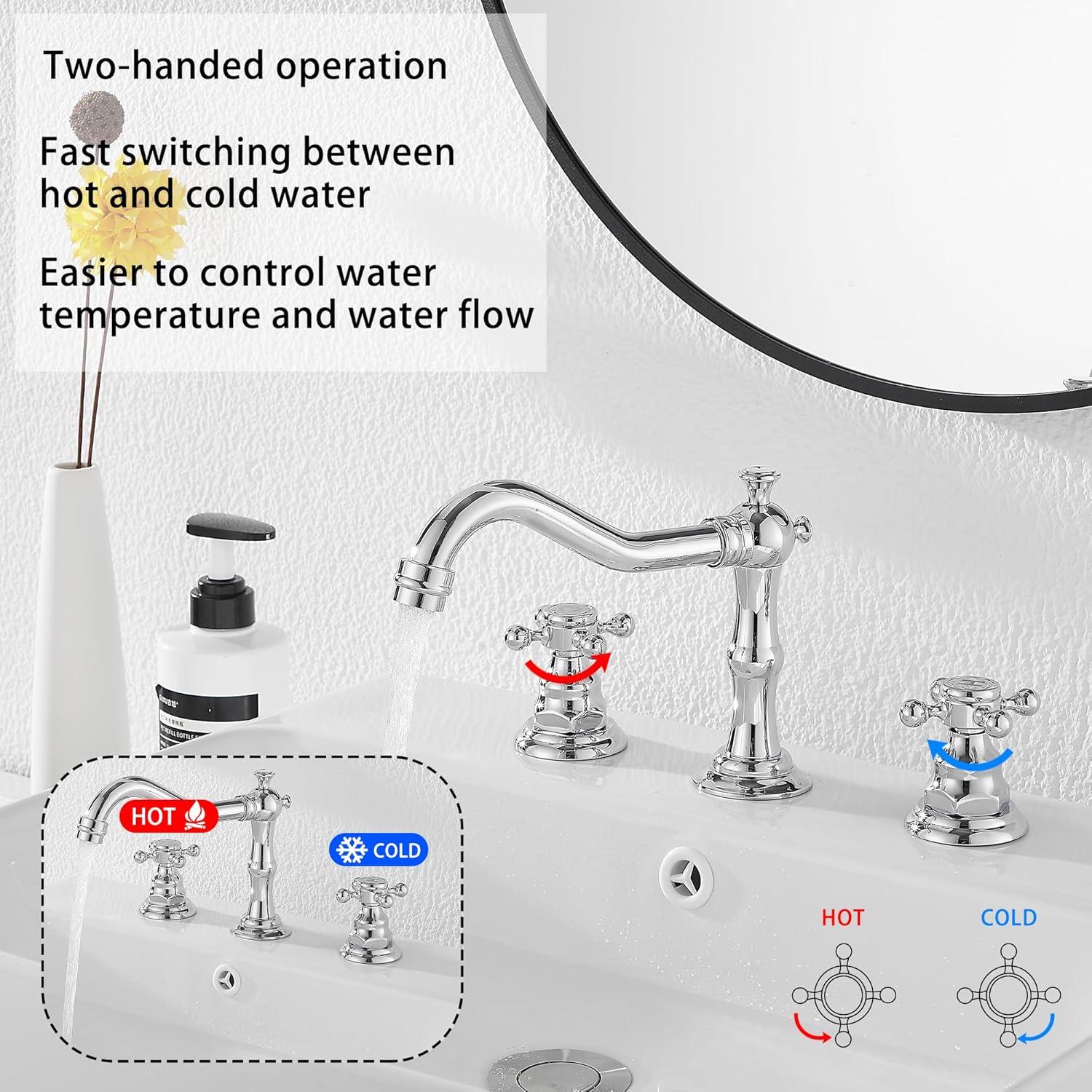 Widespread 2-handle Bathroom Faucet with Drain Assembly