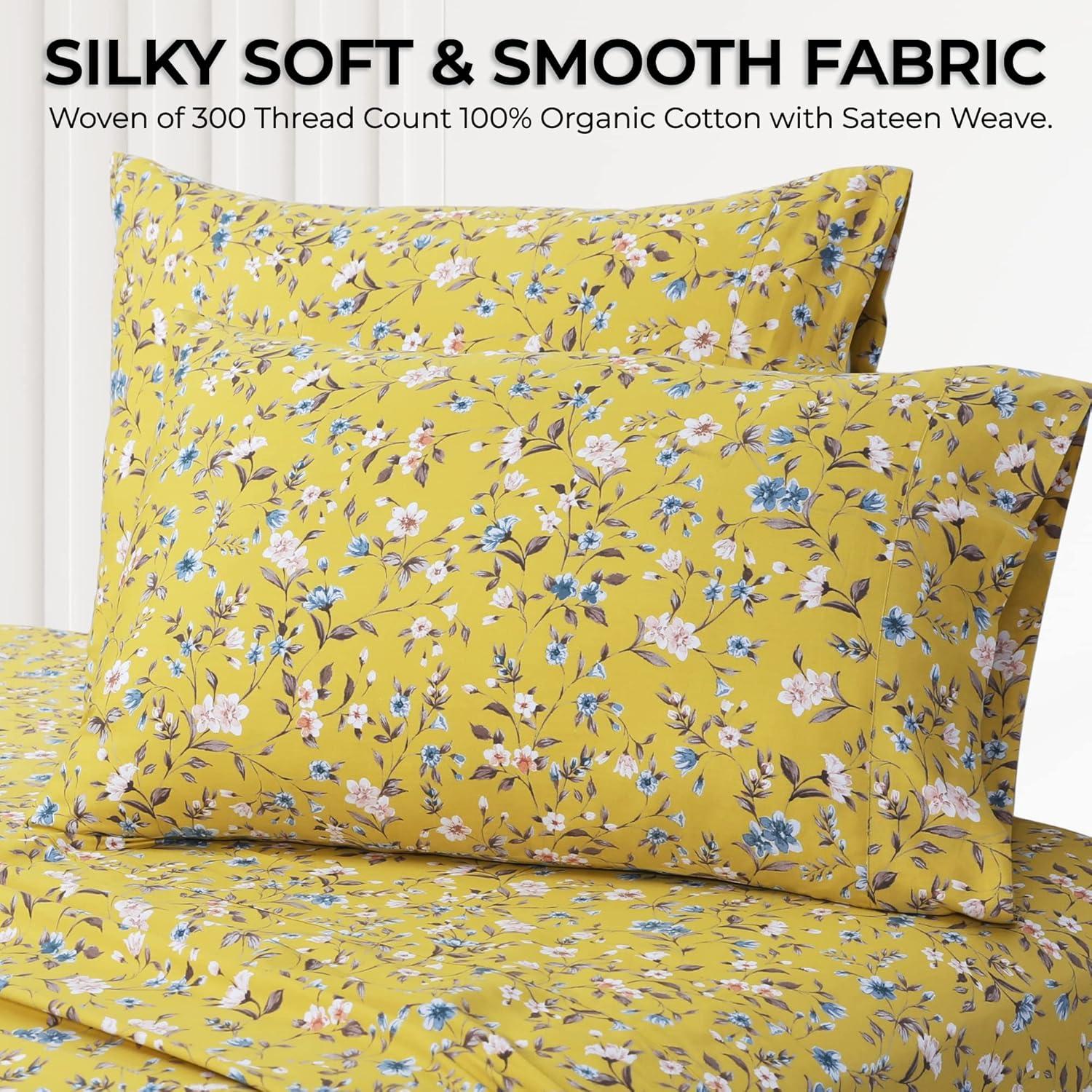 Azores Home Sateen Floral Sheet Set
