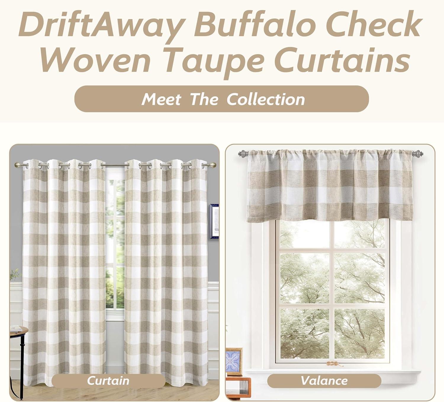 DriftAway Buffalo Check Woven Plaid Pattern Lined Blackout Thermal Insulated Window Curtain Grommet, 2 Panels, 52" x 84", Taupe