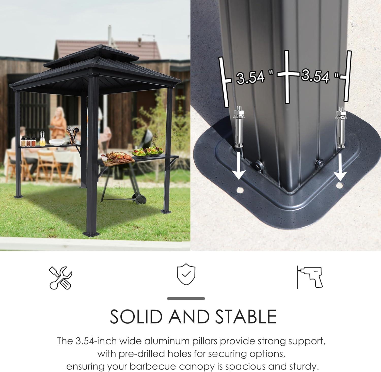 Kozyard 6 Bbq Hardtop Grill Gazebo, Outdoor Barbecue Gazebo With Double Galvanized Metal Roof