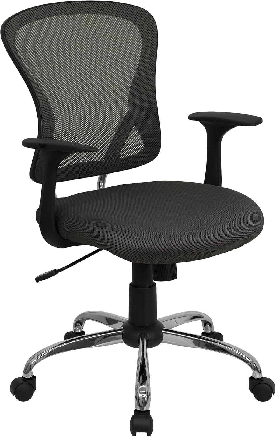 Modern Dark Gray Mesh Swivel Task Chair with Chrome Base