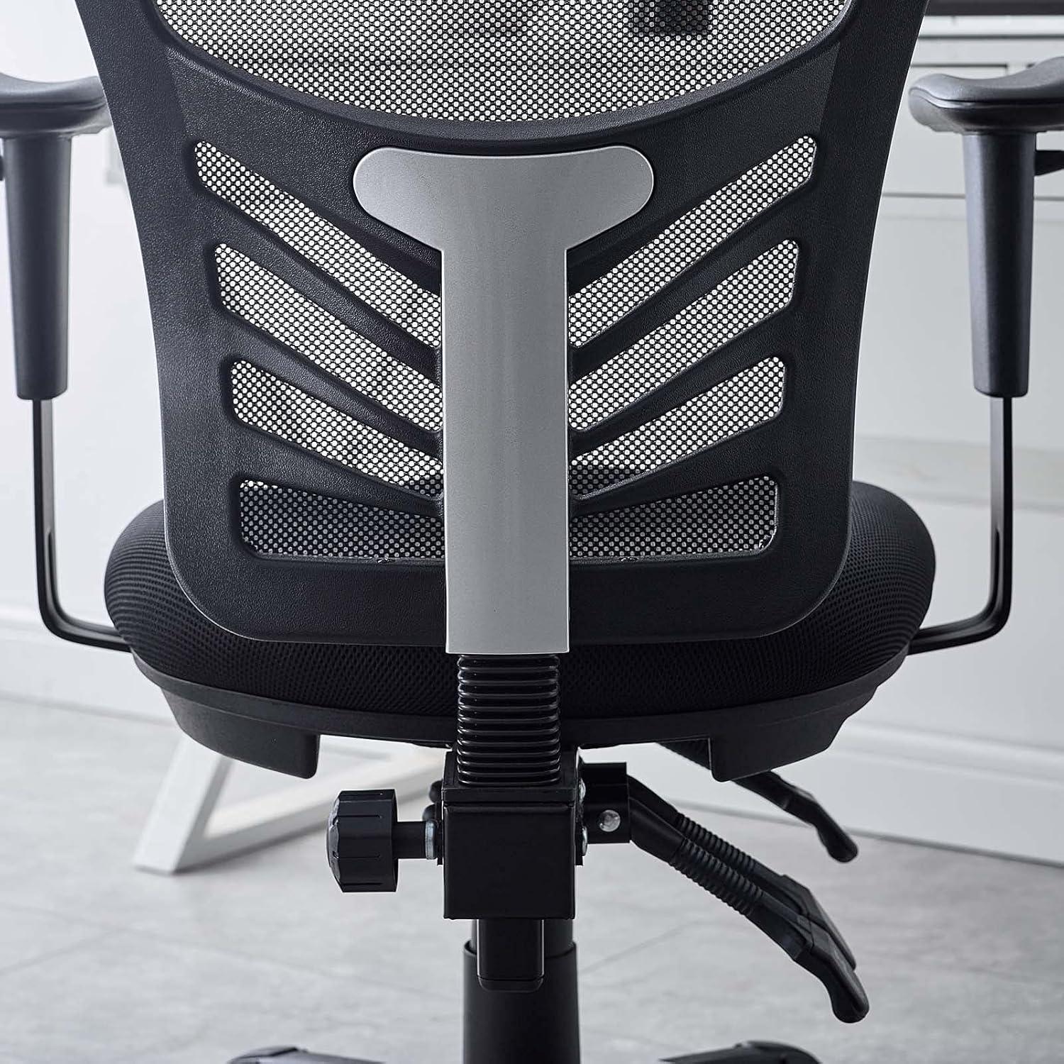 Articulate Mesh Office Chair Midnight Black - Modway: Ergonomic, Adjustable Arms, Swivel Desk Chair