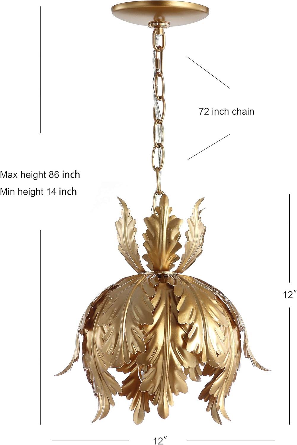 Anne 12" Adjustable Metal LED Pendant, Gold