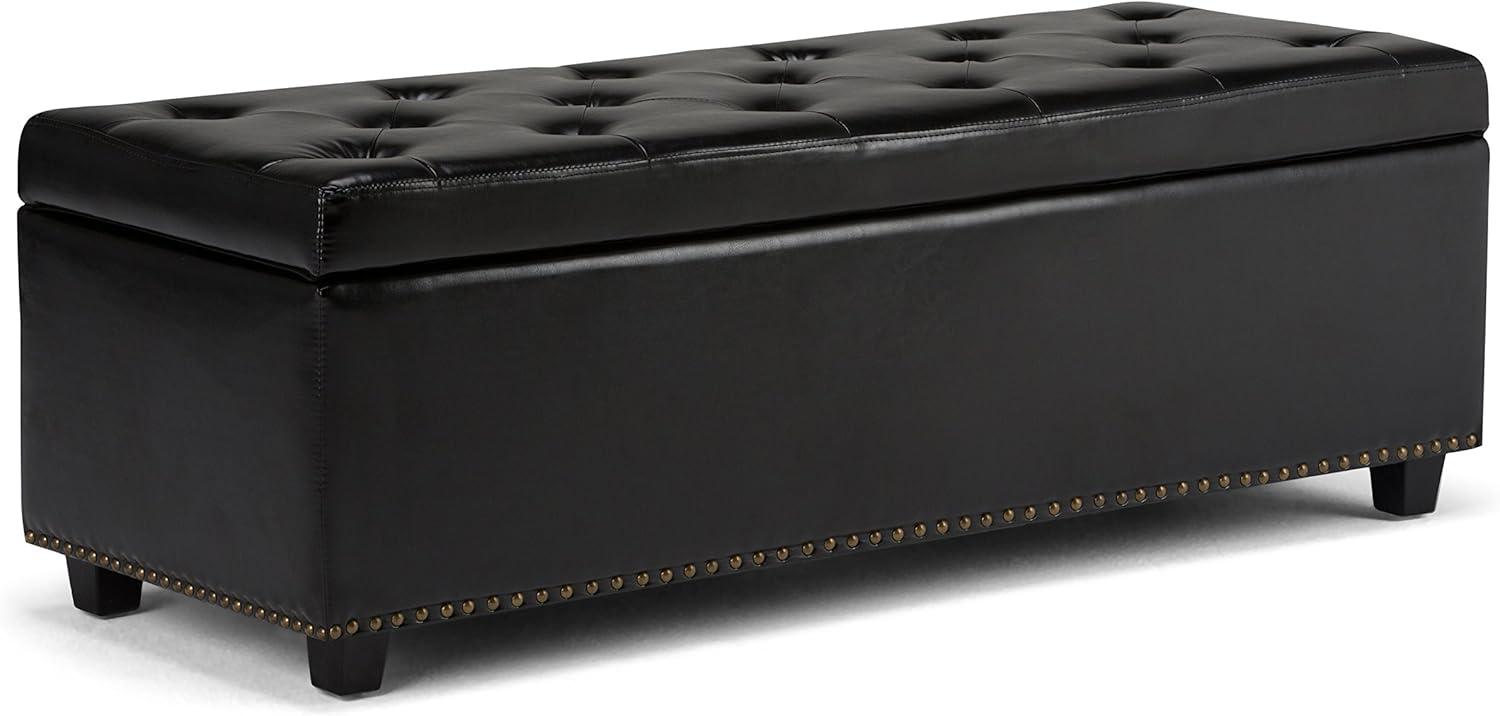 Simpli Home Hamilton 48"W Upholstered Storage Ottoman Bench with Lift-Top Lid, Tufted Design, and Nailhead Trim