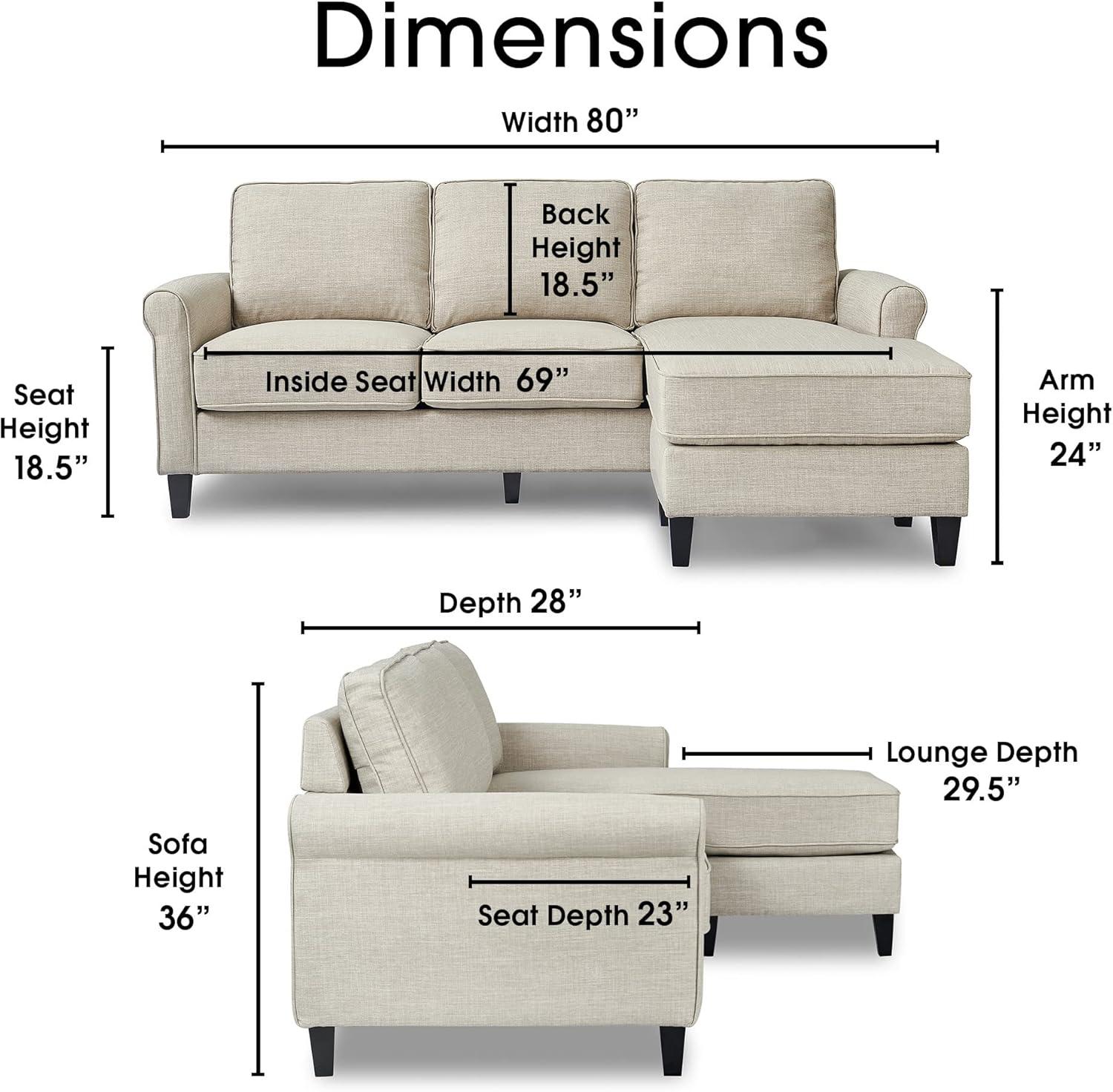 Serta Harmon Upholstered Reversible Sectional Sofa and Chaise