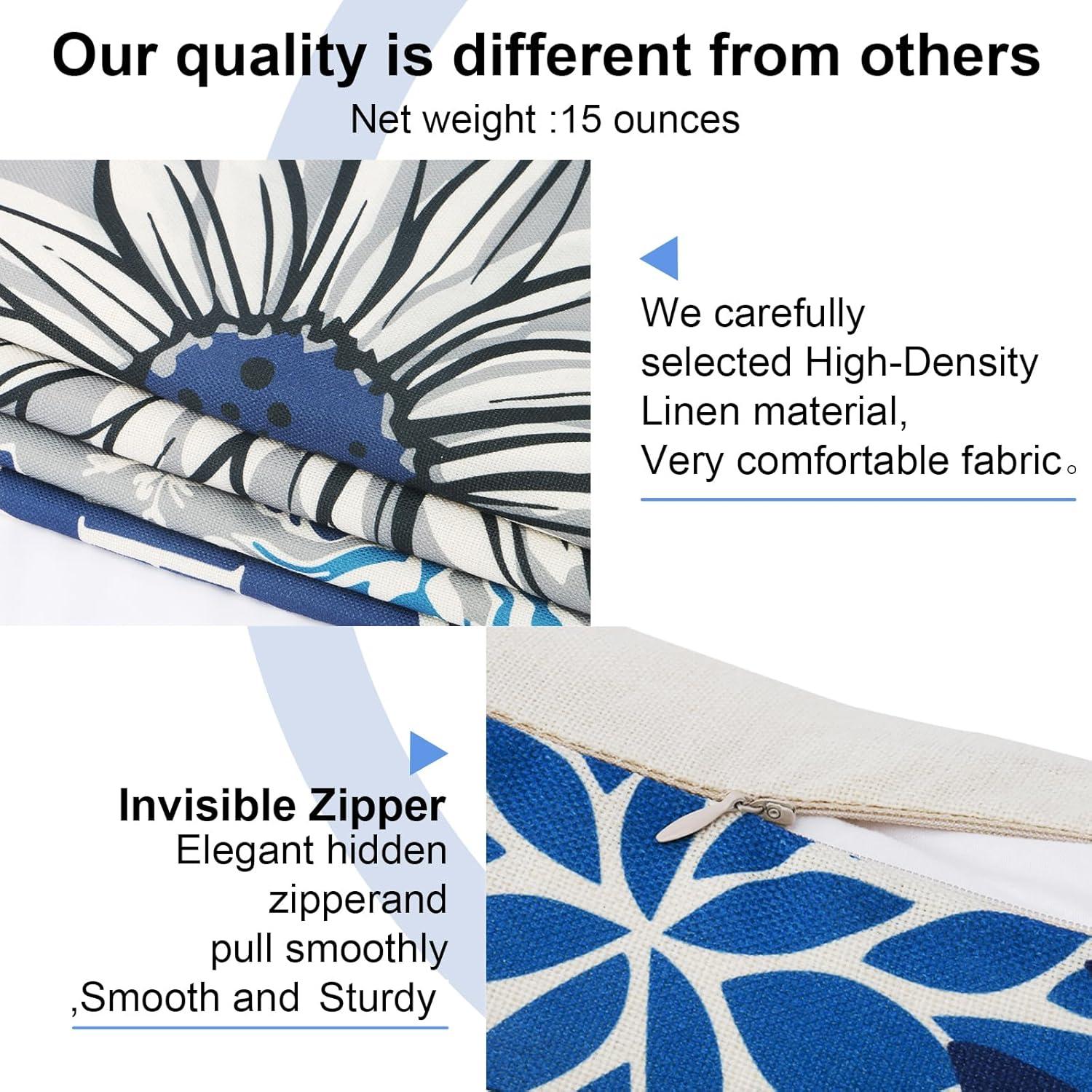 MAXAYA Decorative Throw Pillow Covers Set Of 4 Blue Pillow Covers 18X18...