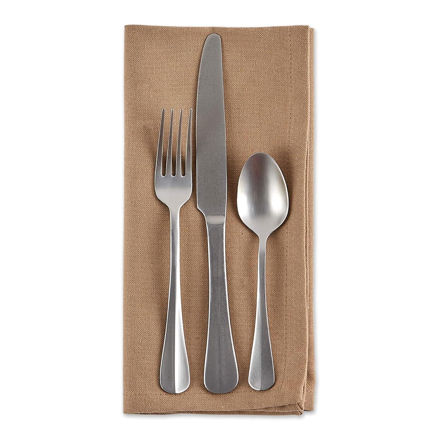 Design Imports  Solid Cotton Napkin Set 6 Piece, Stone, 20X20"