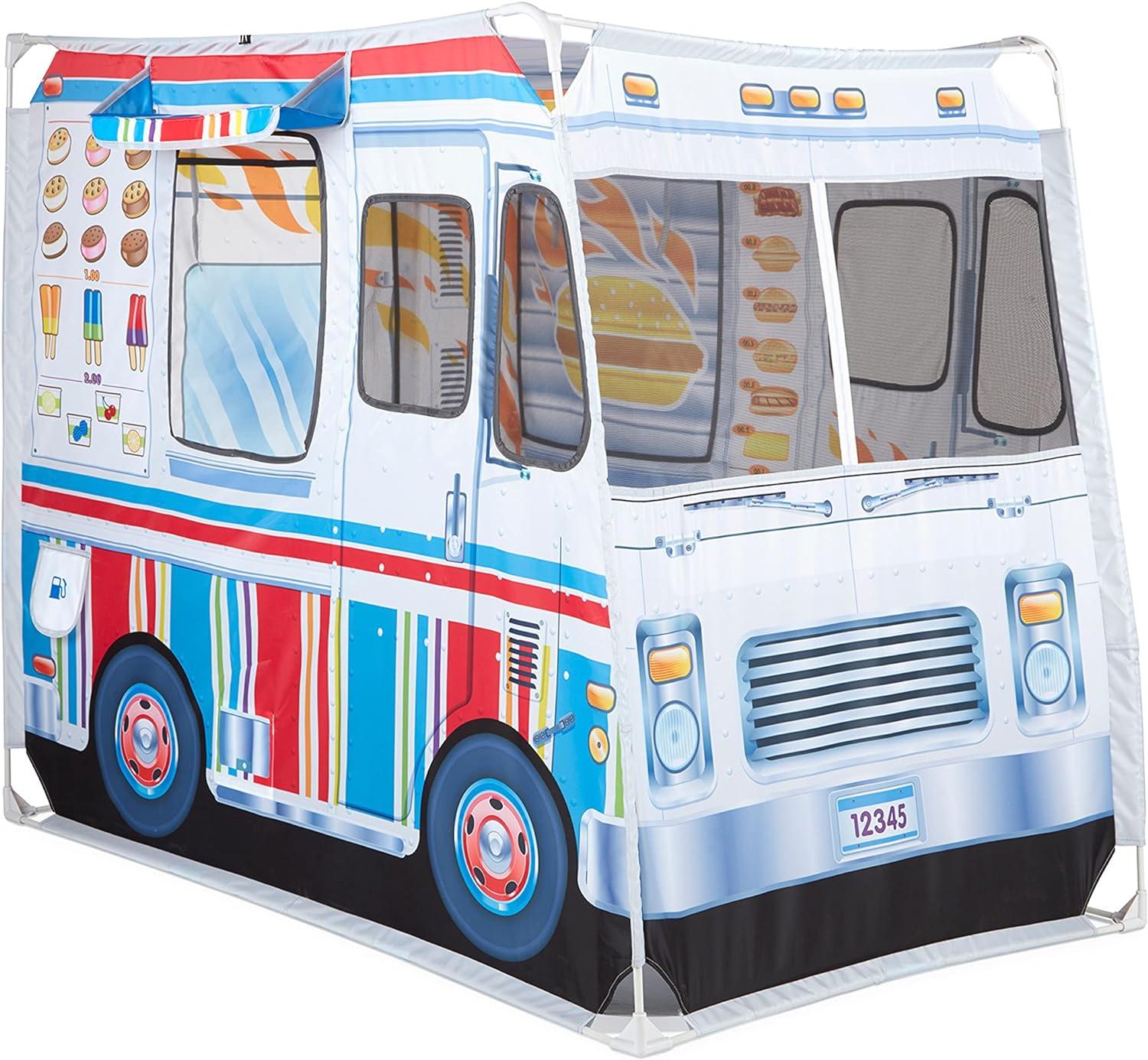 Melissa & Doug Fabric Double-Sided Food Truck Play Tent - Ice Cream And BBQ