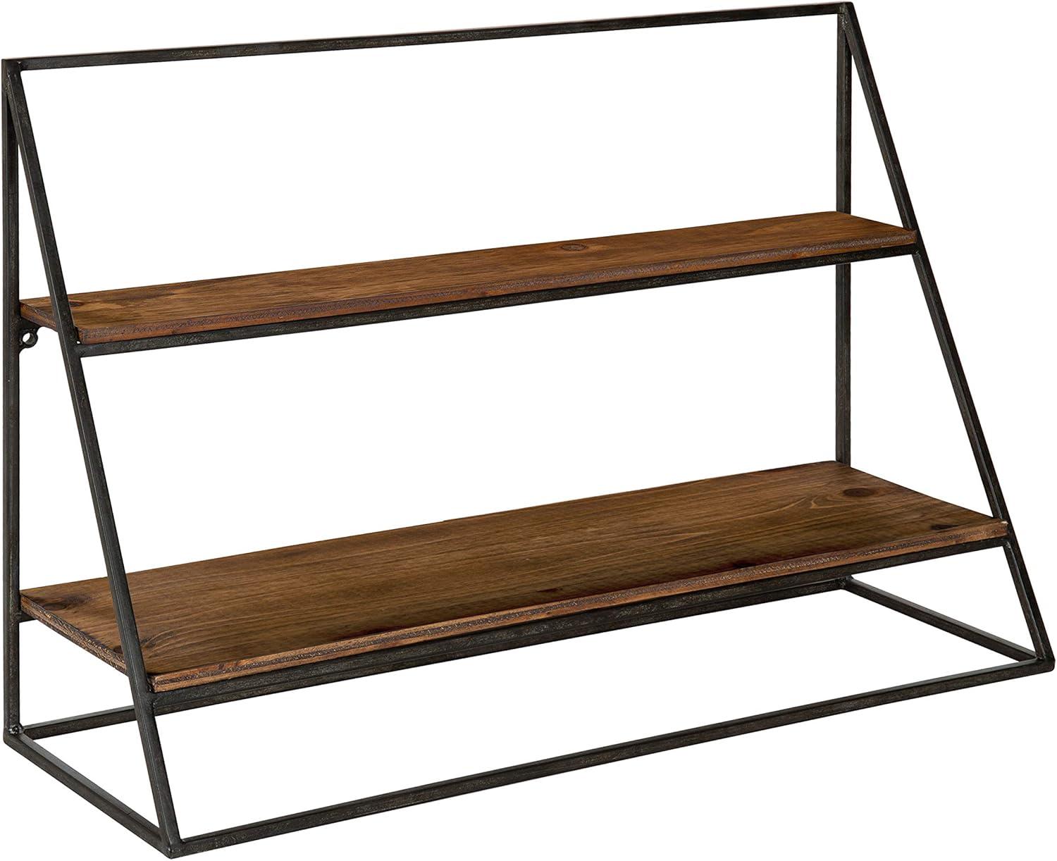 Kate and Laurel Lander Rectangle Metal Accent Shelf, 24x8x16, Brown