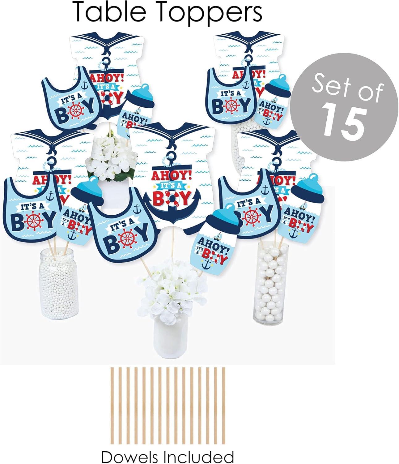 Big Dot of Happiness Ahoy It's a Boy - Nautical Baby Shower Supplies - Banner Decoration Kit - Fundle Bundle