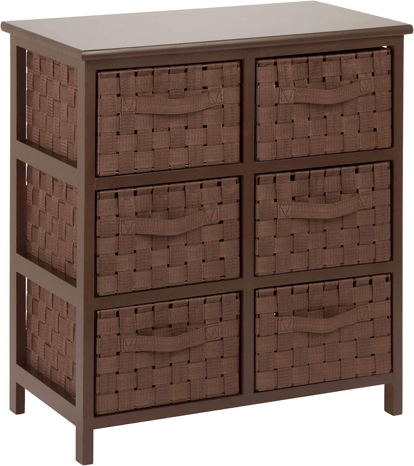 Honey-Can-Do Wood and Polypropylene Woven 6-Drawer Storage Chest, Brown