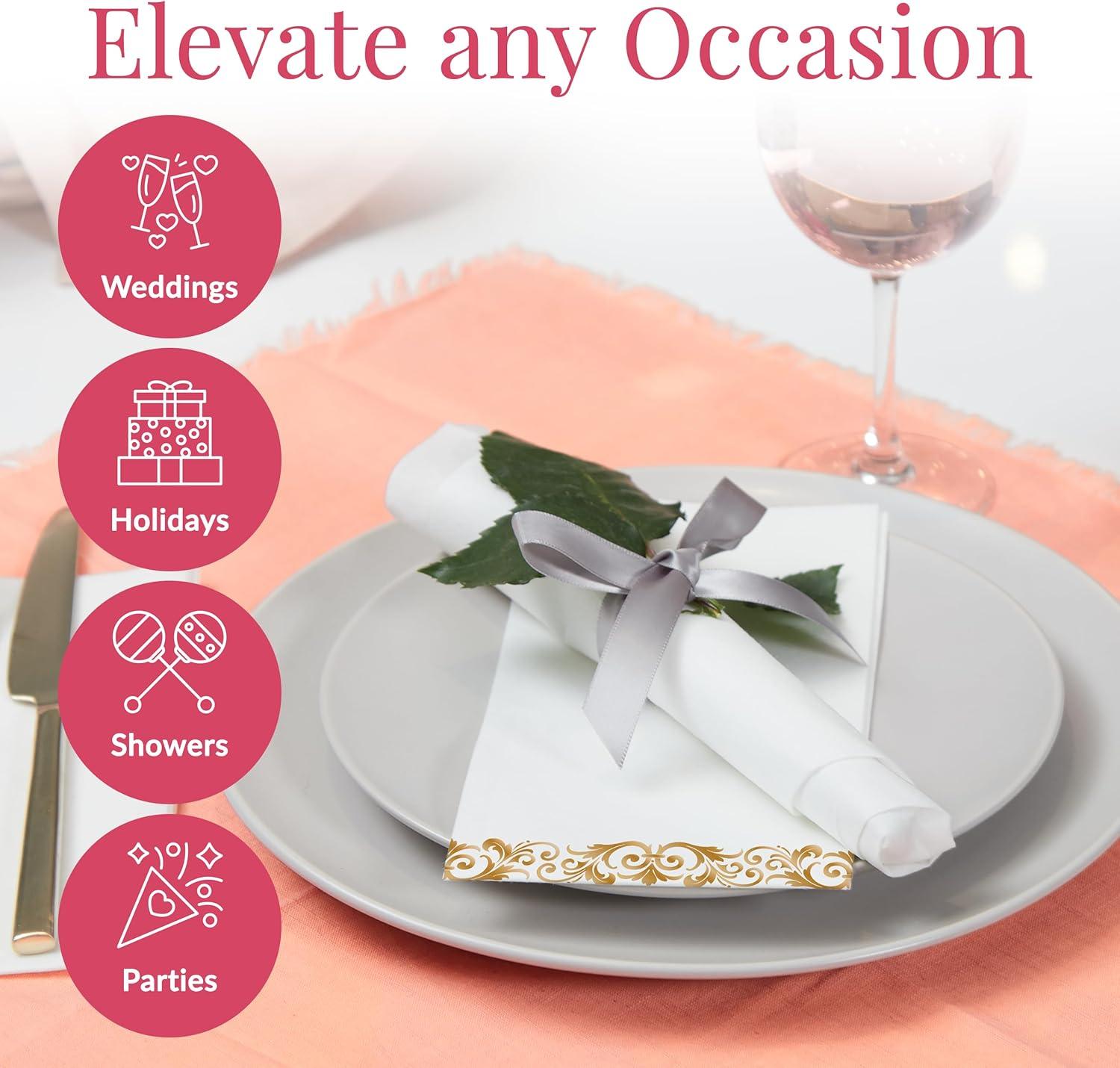 Prestee Feel Disposable Napkins-50 Linen, White