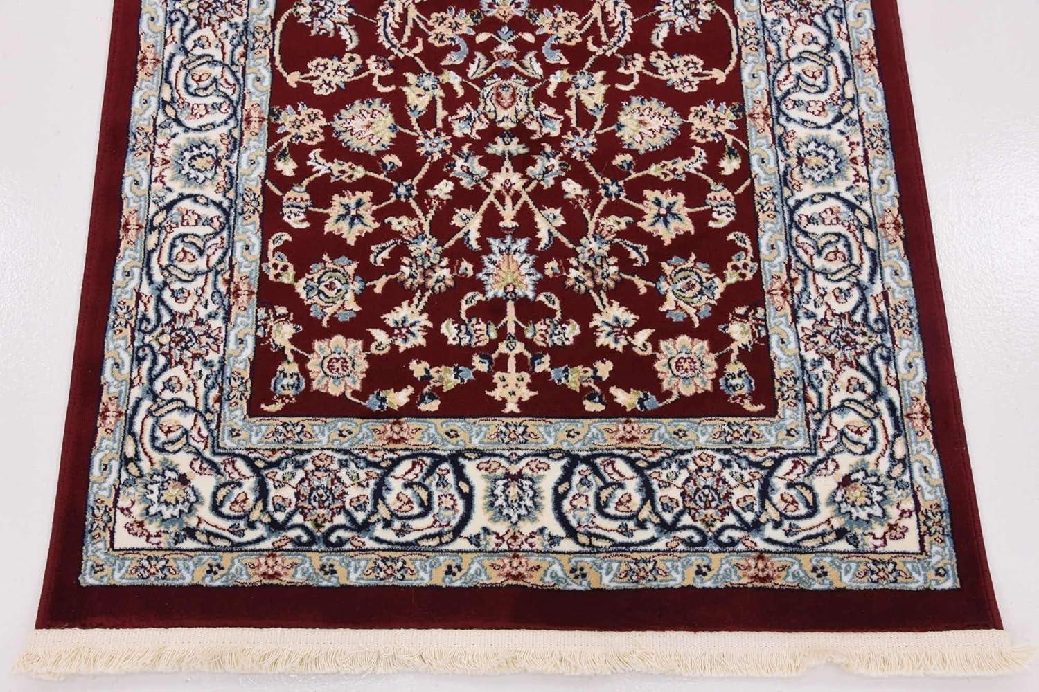 Rugs.com Rabia Collection Rug – 3' x 13' Runner Burgundy Low Rug Perfect For Hallways, Entryways