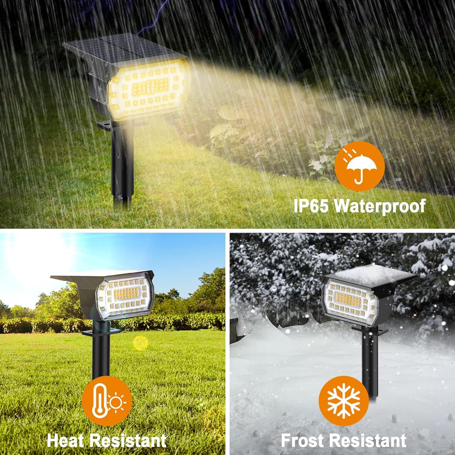 Daylight White 57-LED Solar Landscape Spotlights Multipack