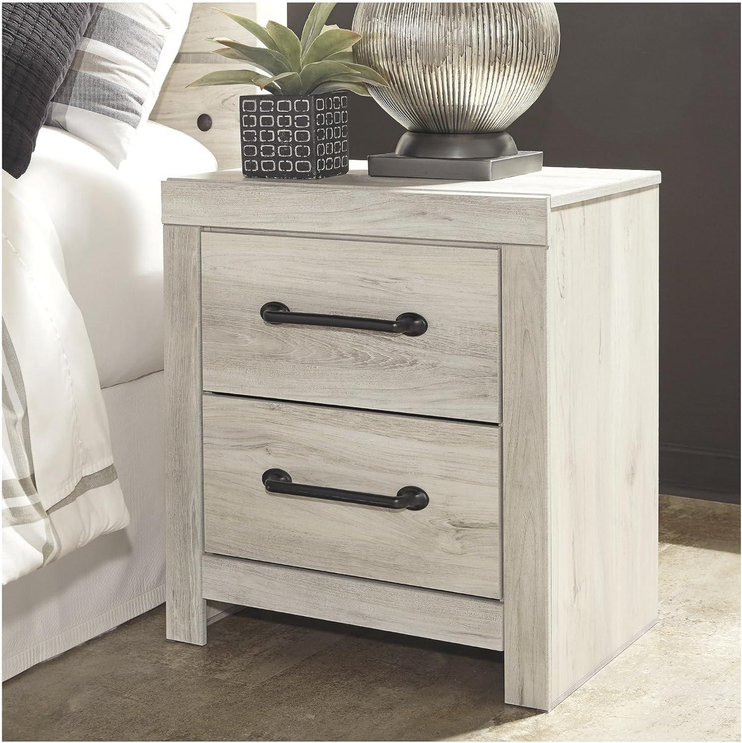Cambeck Nightstand White - Signature Design by Ashley: Industrial Style Bedside Table with USB Ports & Storage