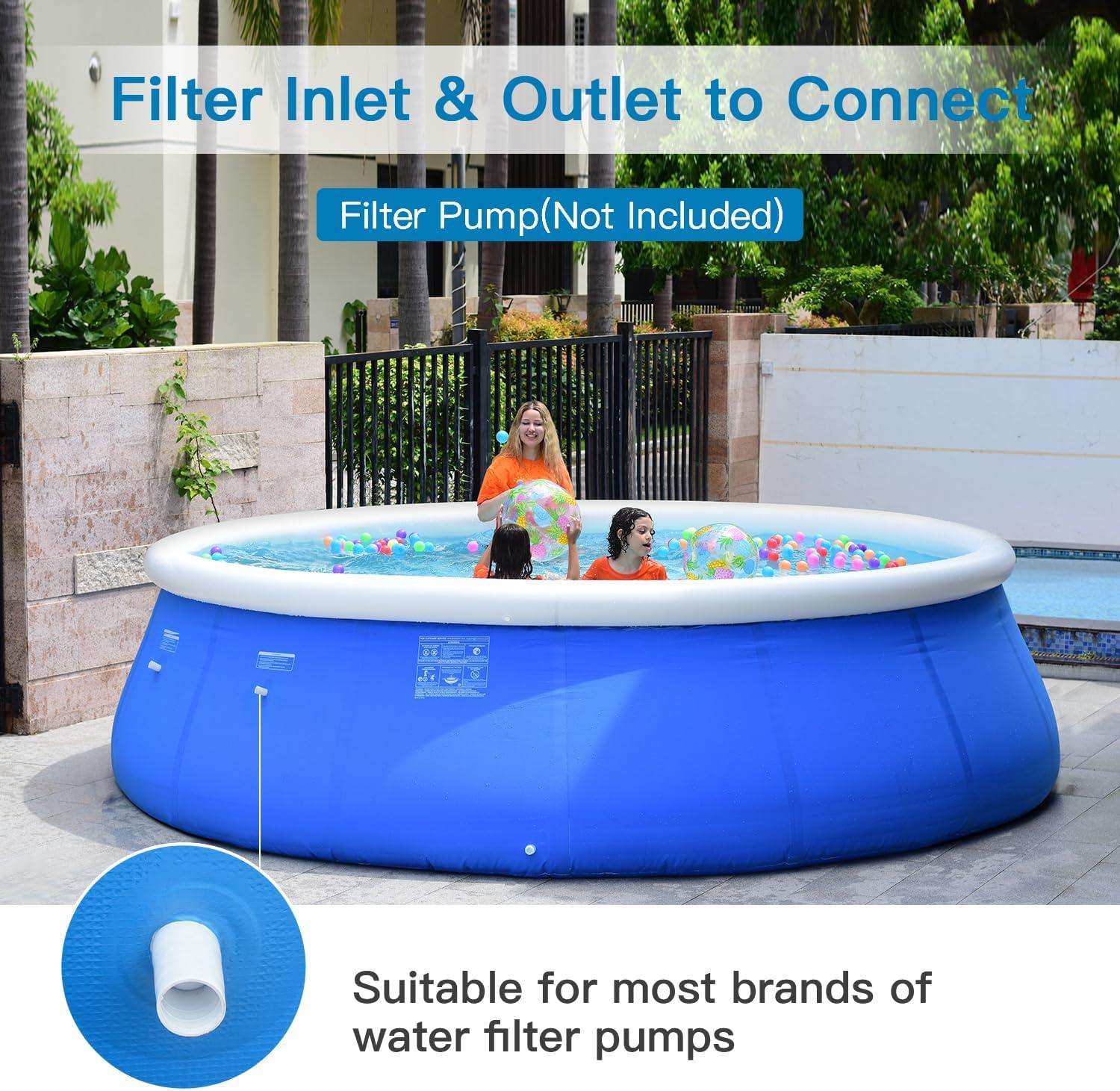 10ft Blue Round Inflatable Above Ground Pool with Filter