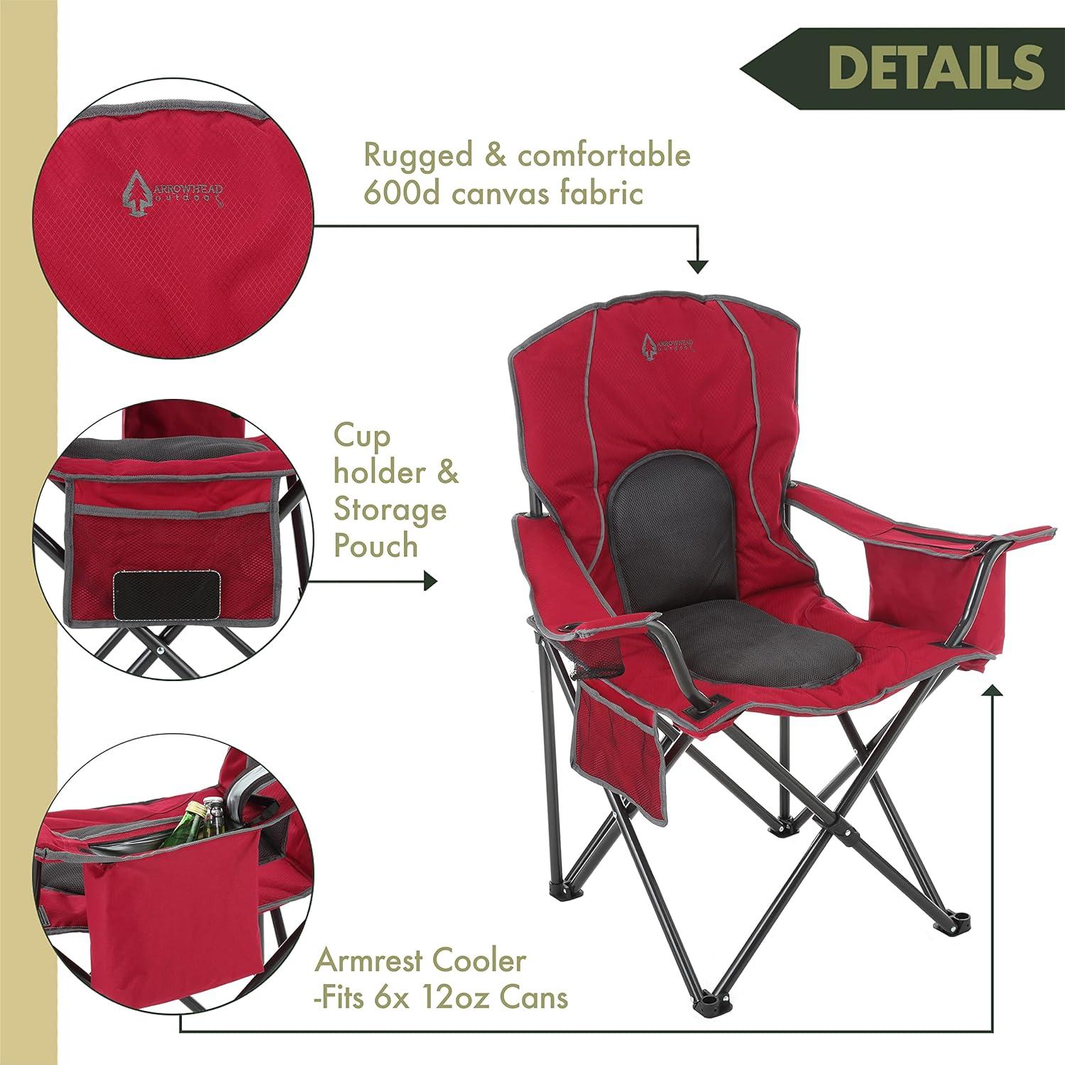 Red and Black Foldable Outdoor Camping Chair with Cup Holder