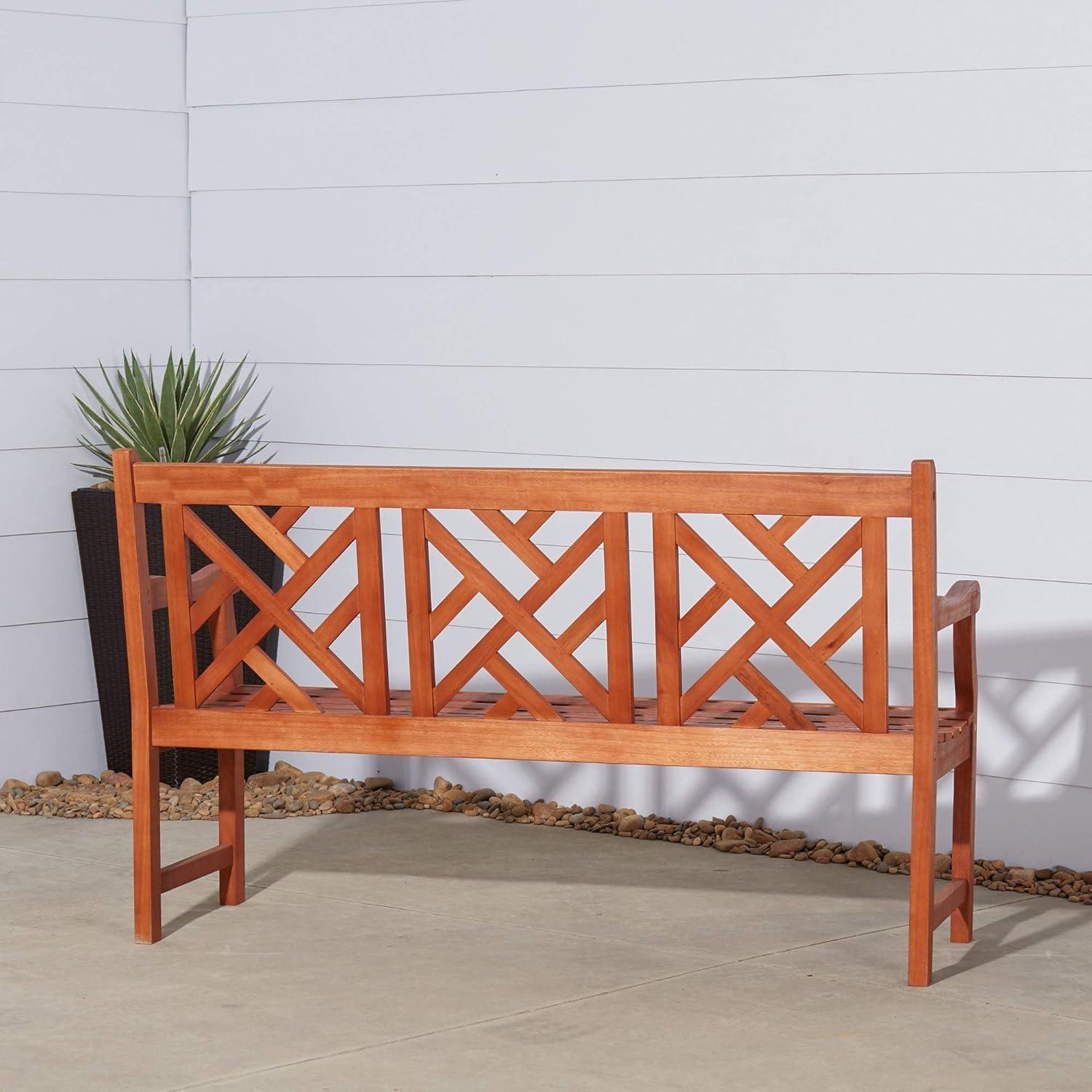 Malibu Natural Eucalyptus 3-Seater Outdoor Garden Bench