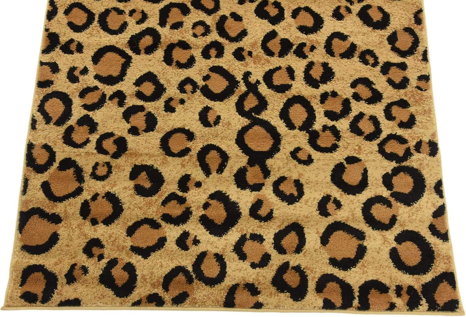 Unique Loom Leopard Wildlife Rug Light Brown/Black 3' 3" x 5' 3" Rectangle Animal Print Contemporary Perfect For Living Room Bed Room Dining Room Office