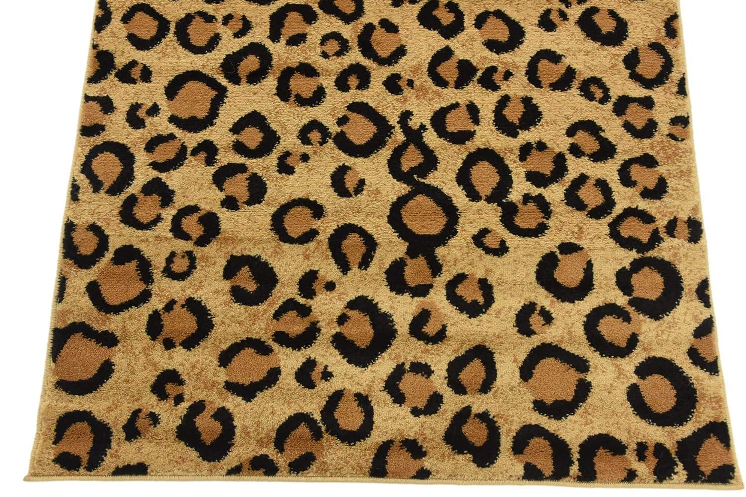Unique Loom Wildlife Collection Area Rug - Leopard (3' 3" x 5' 3" Rectangle Light Brown/Black)