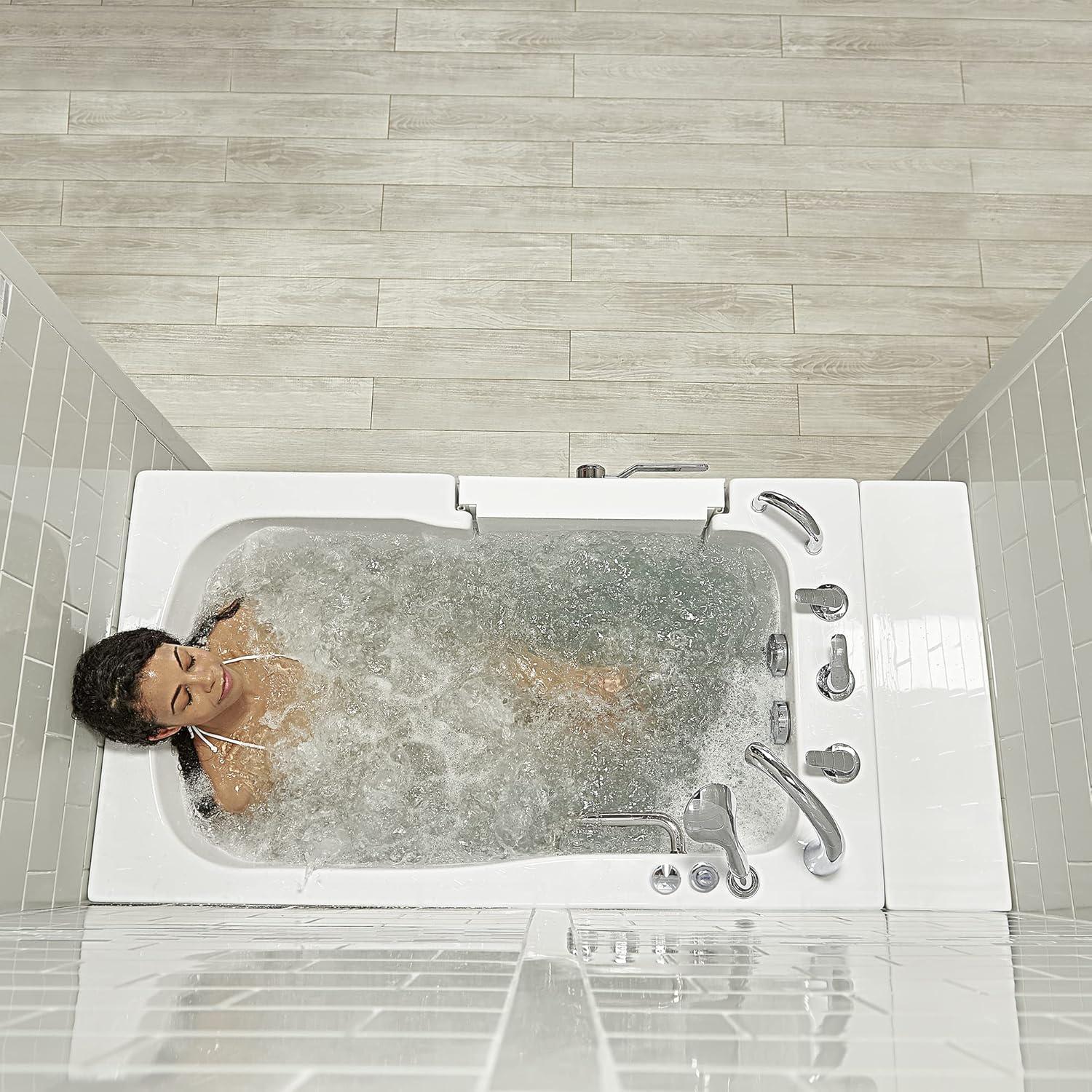 Monaco 32"x52" Acrylic Hydro Massage Walk-In Bathtub, 5 Piece Fast Fill Faucet, 2" Dual Drain