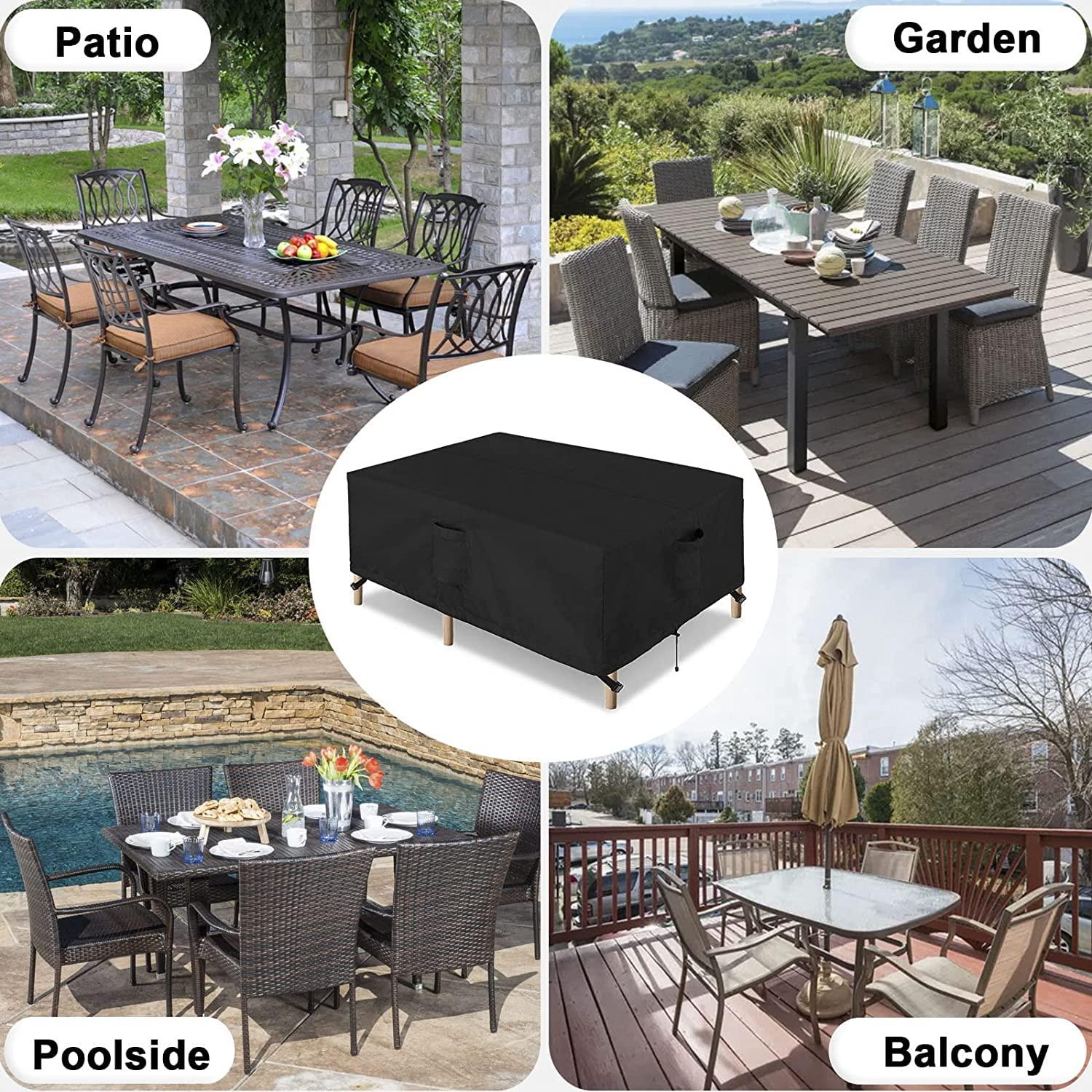 OutdoorLines Outdoor Waterproof Patio Table Furniture Set Covers - Rectangle Couch Sectional Cover Outside Weatherproof Patio Furniture Covering for Deck, Lawn and Backyard 126"L x 63"W x 28"H, Black