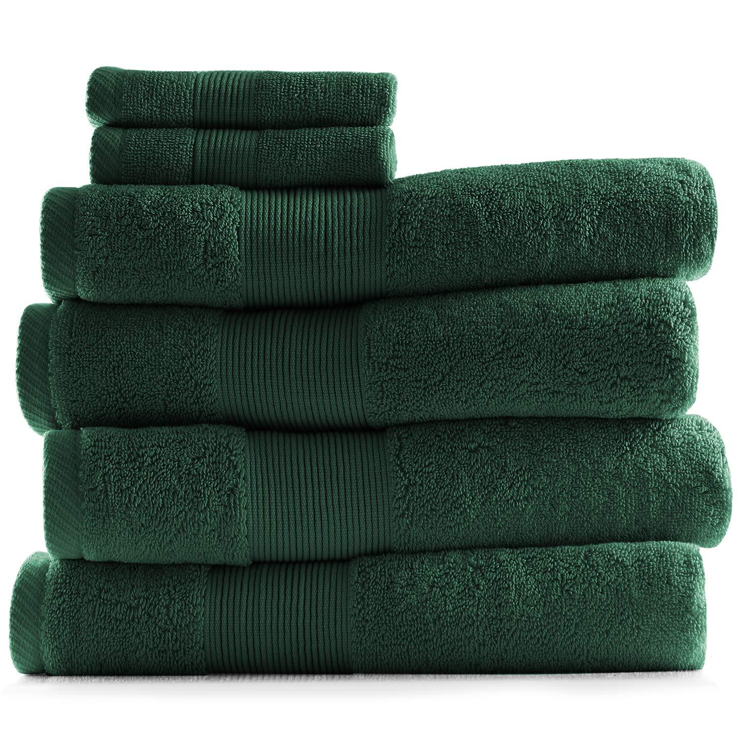 Hearth & Harbor Bath Towels for Bathroom, Ultra Soft & Highly Absorbent 6 Piece Bath Towel Set - Hunter Green