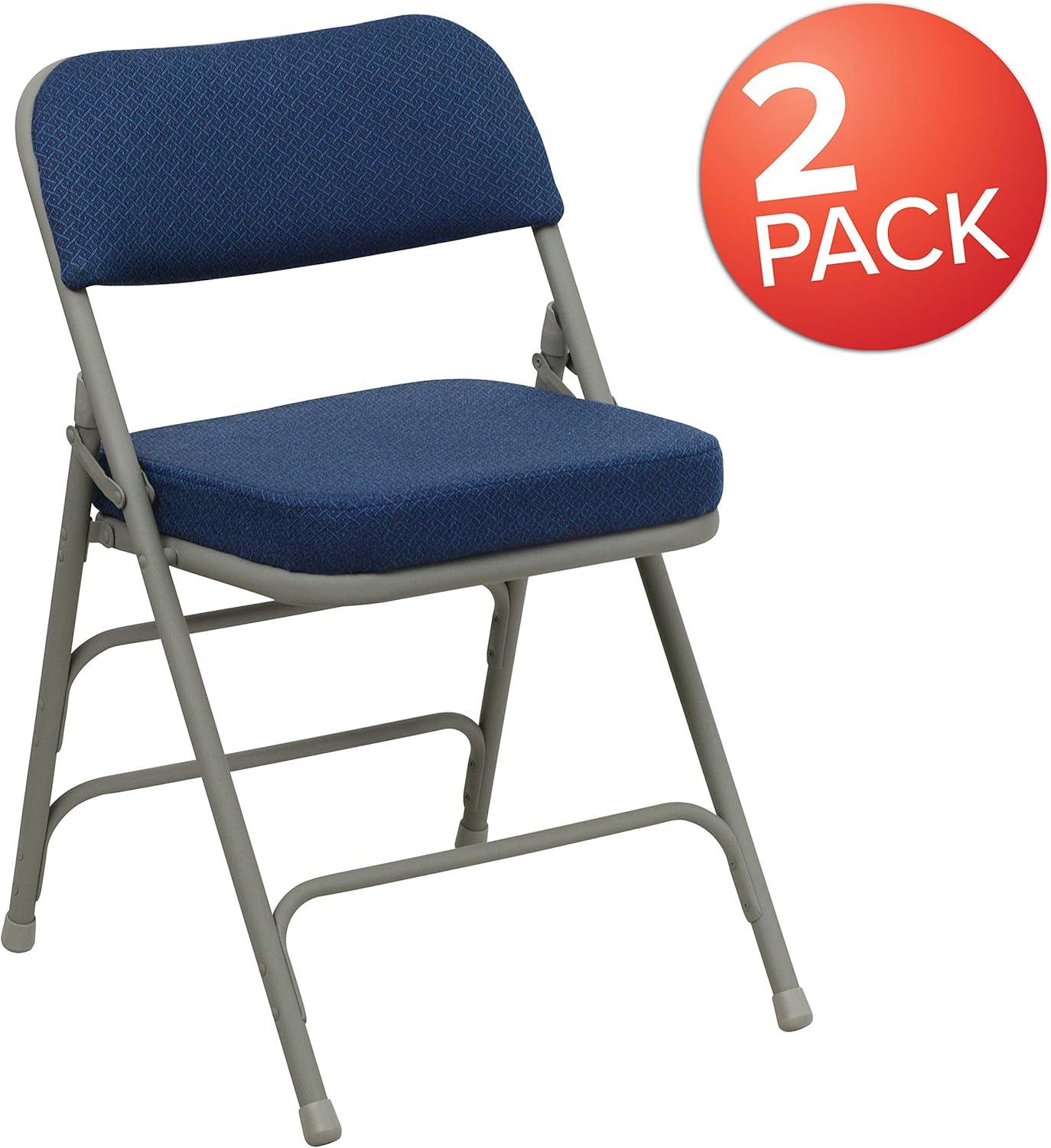 Emma and Oliver 2 Pack Home & Office Portable Party Events Fabric Padded Metal Folding Chair