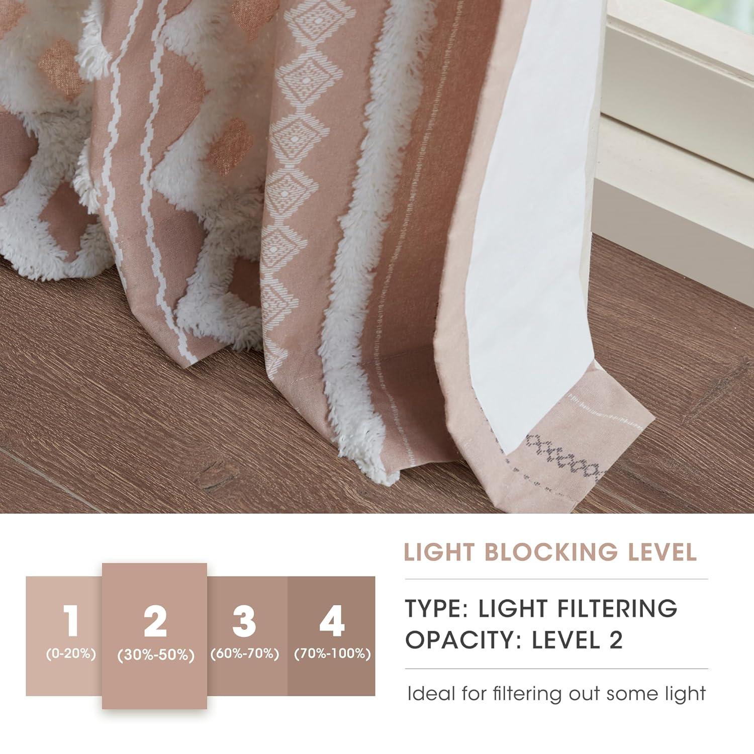 INK+IVY Imani Cotton Printed Boho Single Curtain Panel with Chenille Stripe and Lining