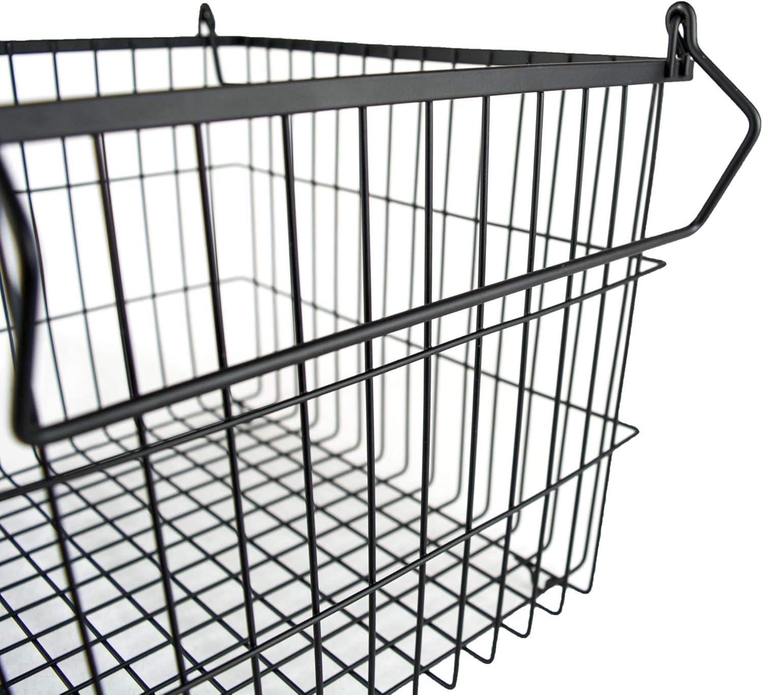 DII Metal Wire Mesh Stackable Utility Storage Bin, Medium Rectangle, 13x11x9", Black