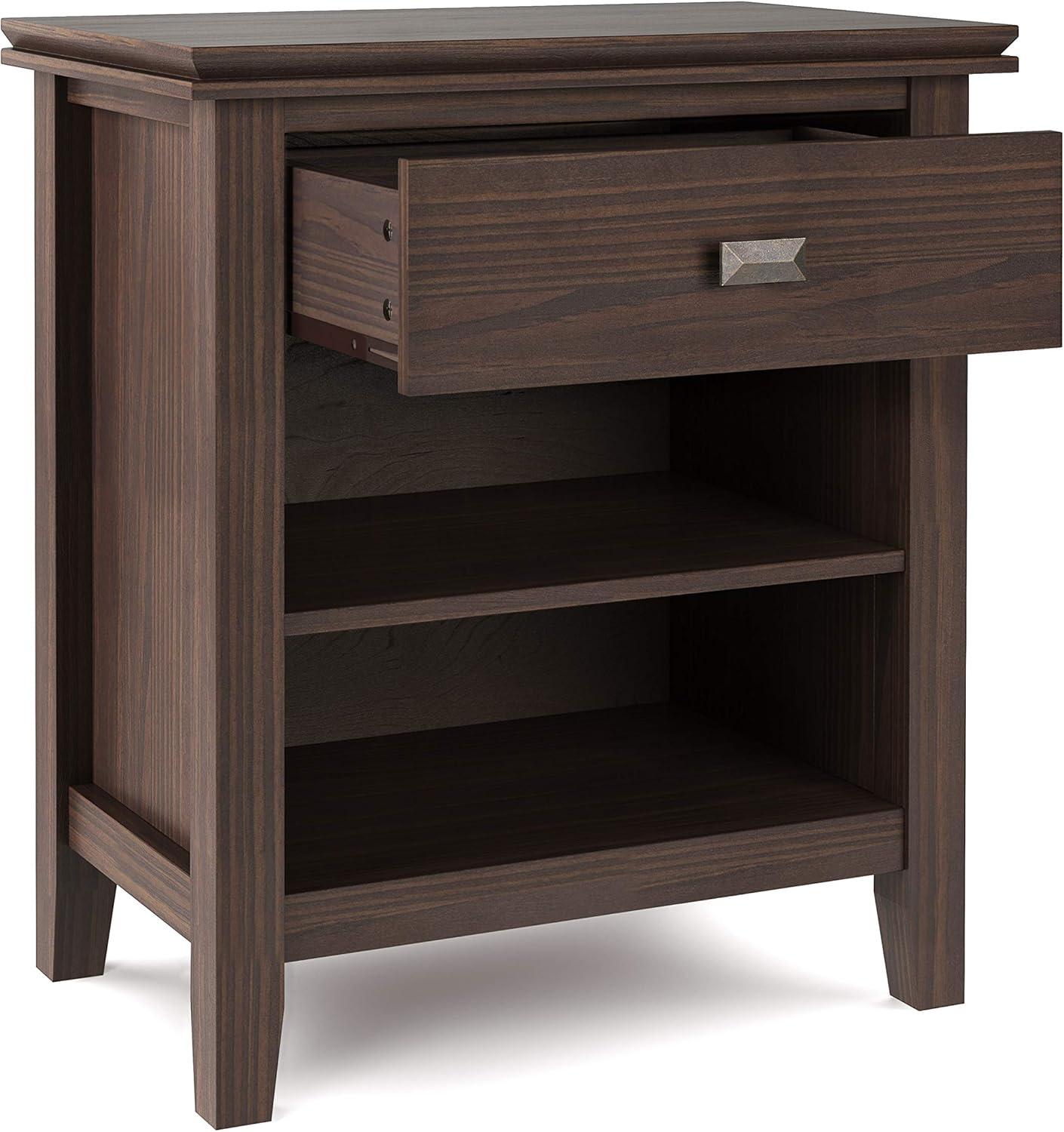 Simpli Home Artisan Wood 24" Nightstand Table in Warm Walnut Brown