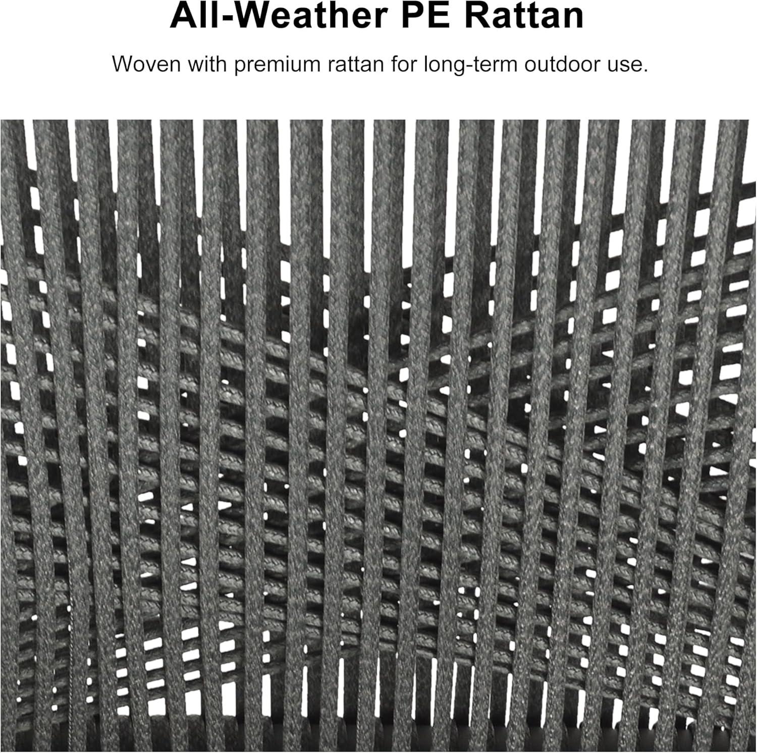 PURPLE LEAF 7 Pieces Outdoor Dining Set All-Weather PE Rattan Outdoor Patio Furniture Set with All Aluminum Frame Rectangular Table and Chairs Set for Lawn Garden Backyard Deck, Grey