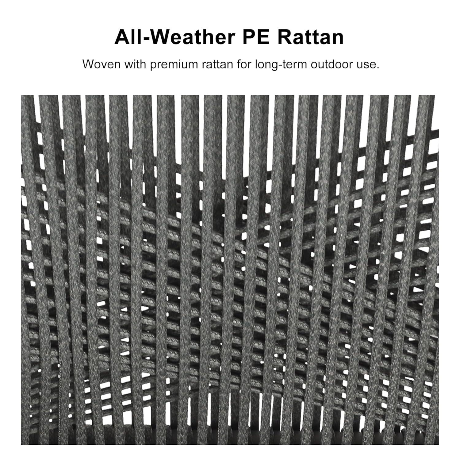 PURPLE LEAF 7 Pieces Outdoor Dining Set All-Weather PE Rattan Outdoor Patio Furniture Set with All Aluminum Frame Rectangular Table and Chairs Set for Lawn Garden Backyard Deck, Grey