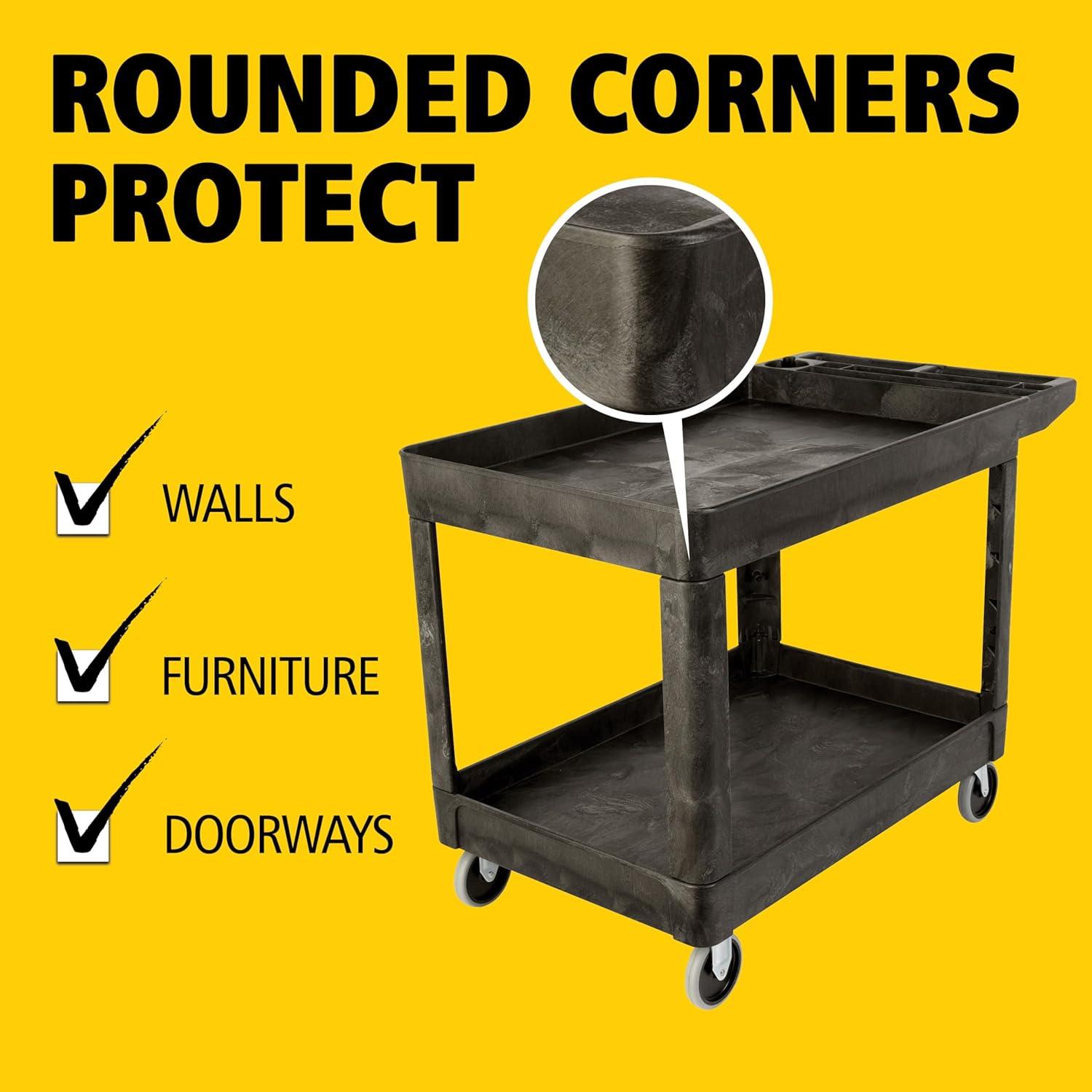 Rubbermaid Heavy Duty 2-Shelf Utility Cart With Lipped Shelf Medium