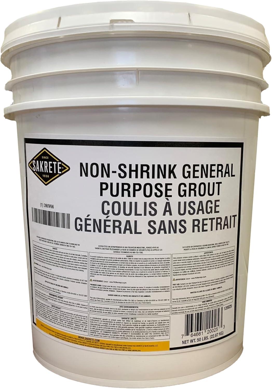 Sakrete Grout,50 lb,Pail,Gray 120025