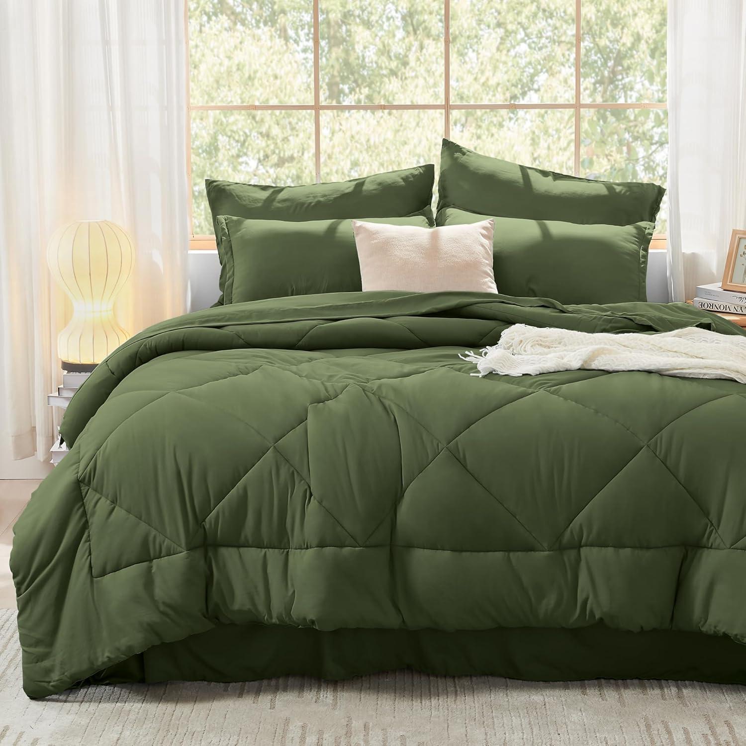 Comforter Set Olive Green - 7 Piece - King