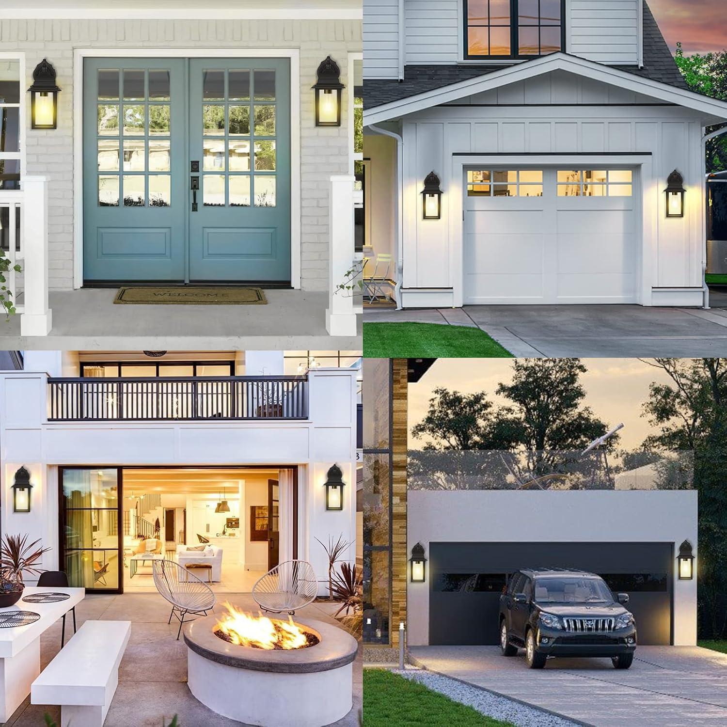 Outdoor Lights Fixtures Wall Sconce 2 Pack Black Porch Lights Outdoor Wall Lantern Decor Aluminum Anti-Rust Exterior Waterproof Outdoor Lights for House Patio Garage Front Door Entryway