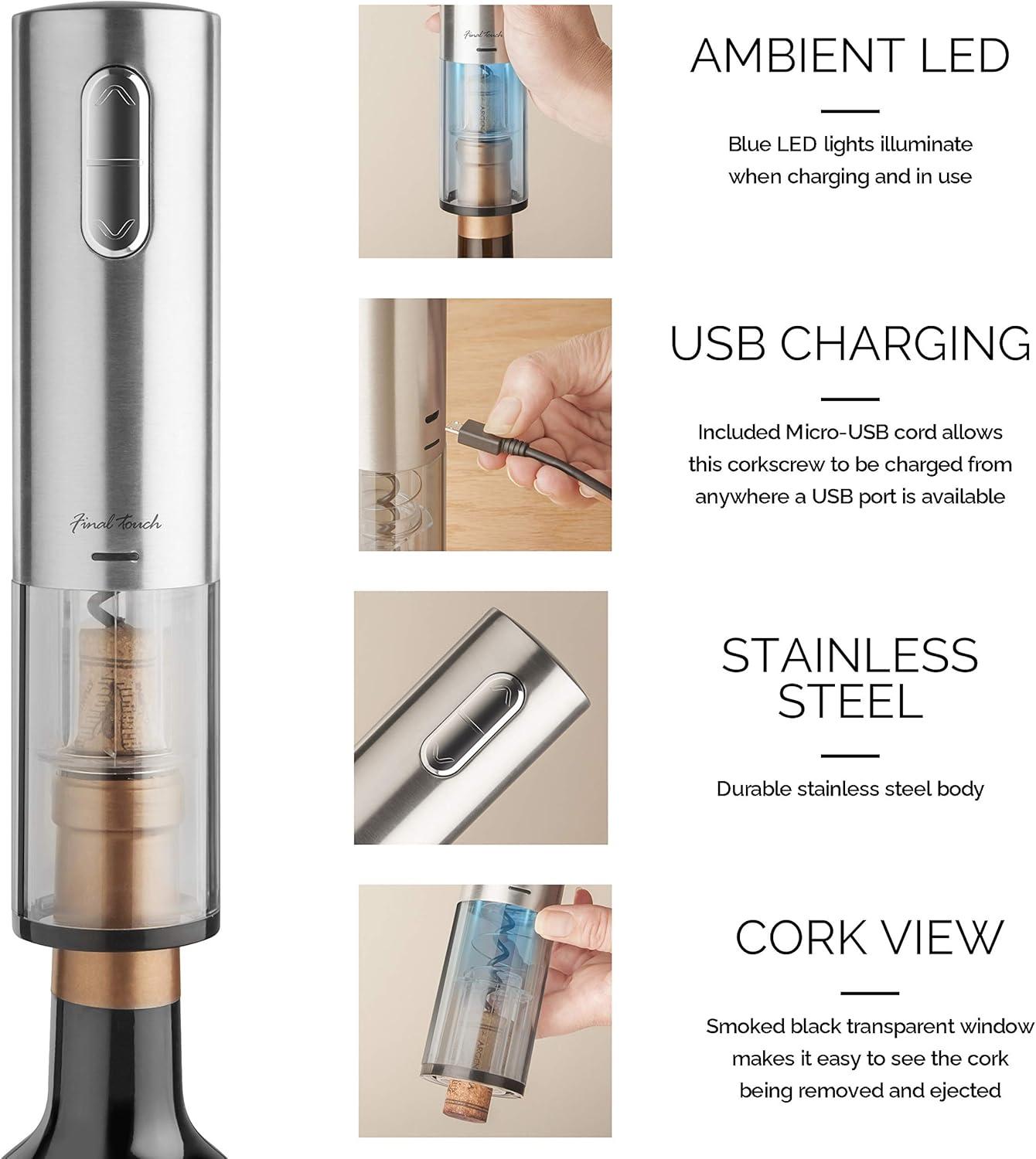 Stainless Steel Electric Corkscrew with LED Lights