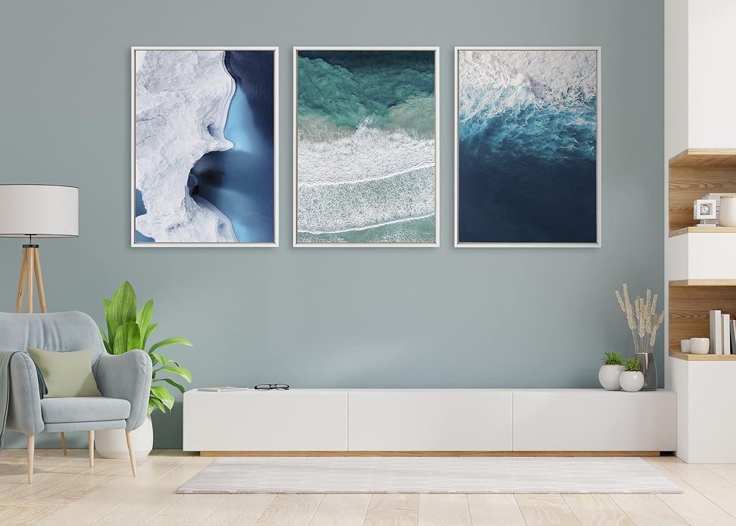 28" x 38" Sylvie Ocean Waves by The Bay Framed Canvas by Creative Bunch - Kate & Laurel All Things Decor